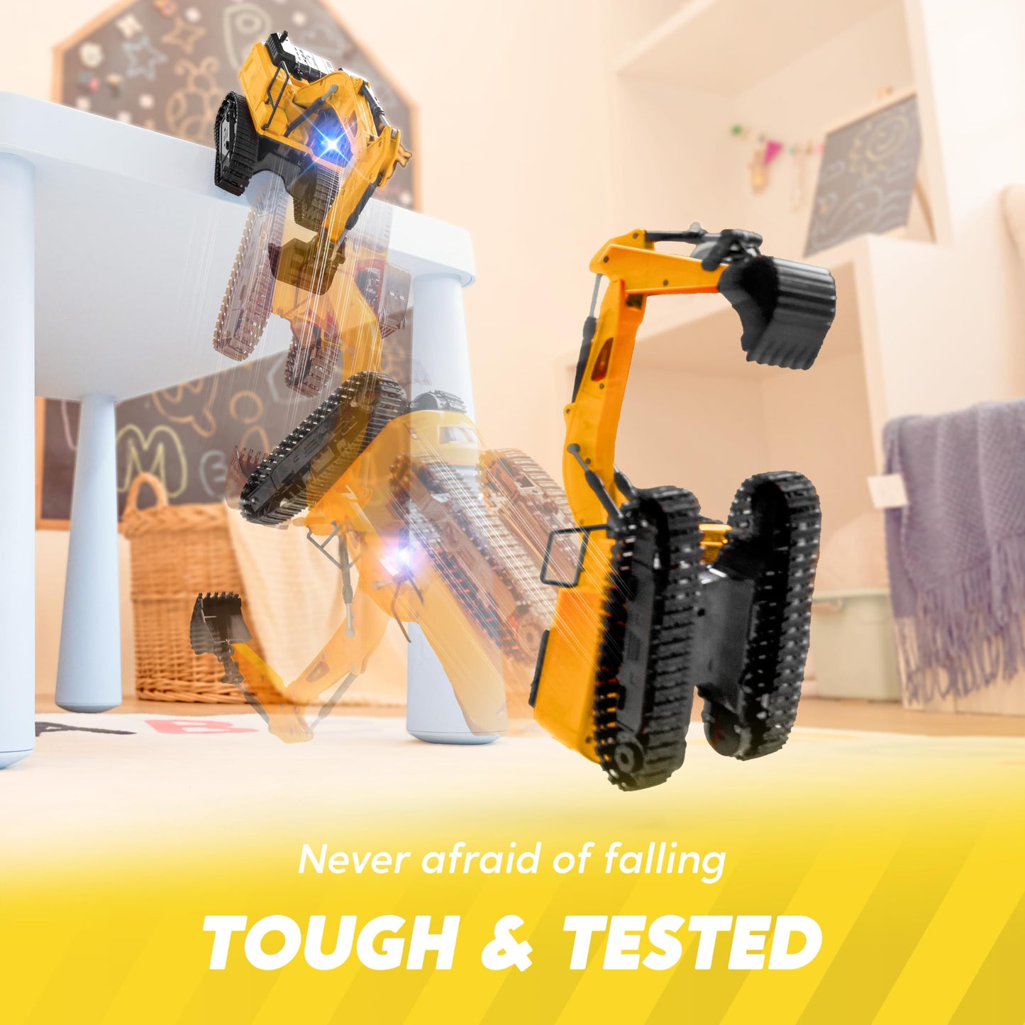 JOYIN 2.4GHz Remote Control Excavator Toy with Lights – RC Construction Vehicle for Boys Ages 3-12, Birthday & Christmas Gift