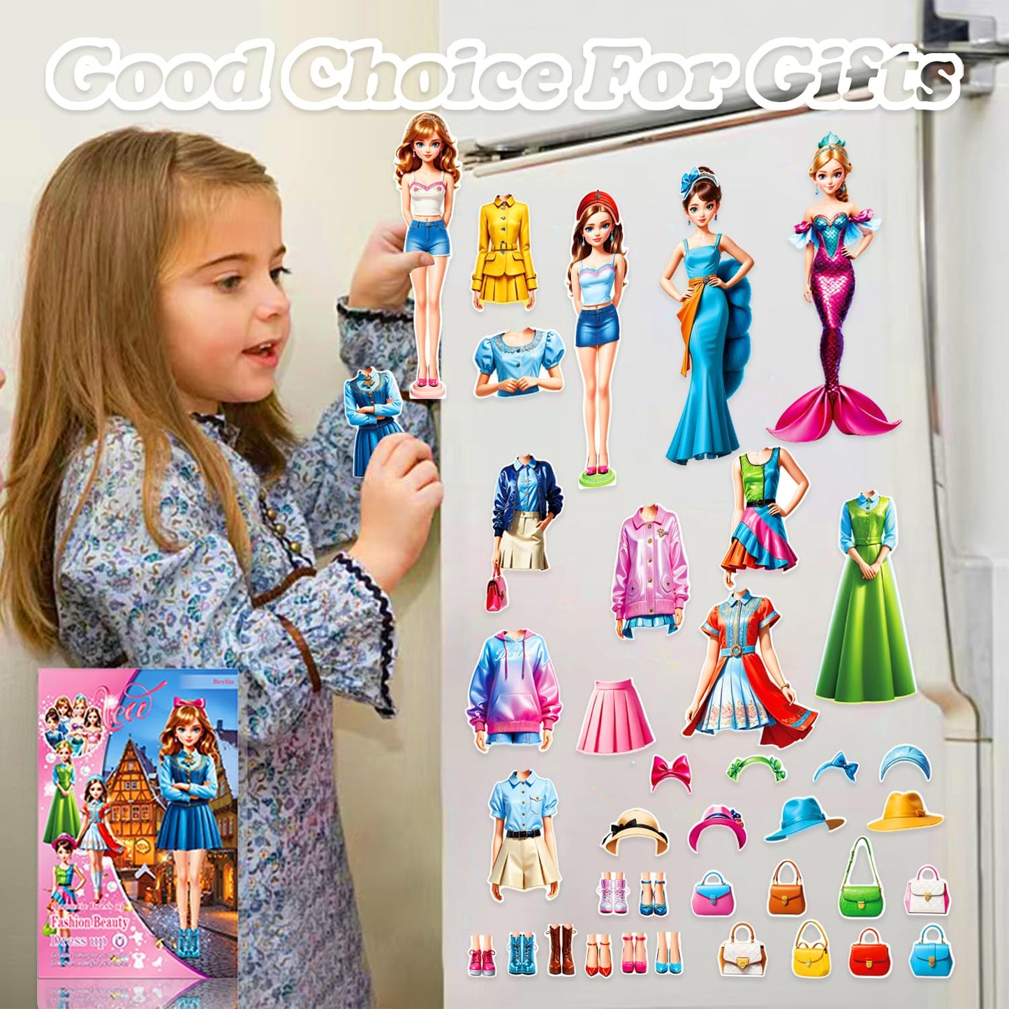 Magnetic Dress-Up Princess Dolls for Girls – Travel-Friendly Magnet Paper Dolls, Creative Learning & Imaginative Play, Birthday Gift