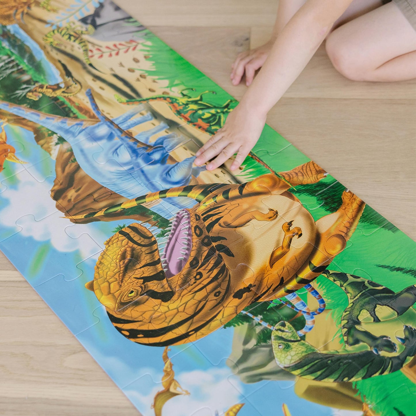 Melissa & Doug Land of Dinosaurs 48-Piece Jumbo Floor Puzzle, 4ft Long, Educational Screen-Free Activity for Kids 3+, FSC Certified