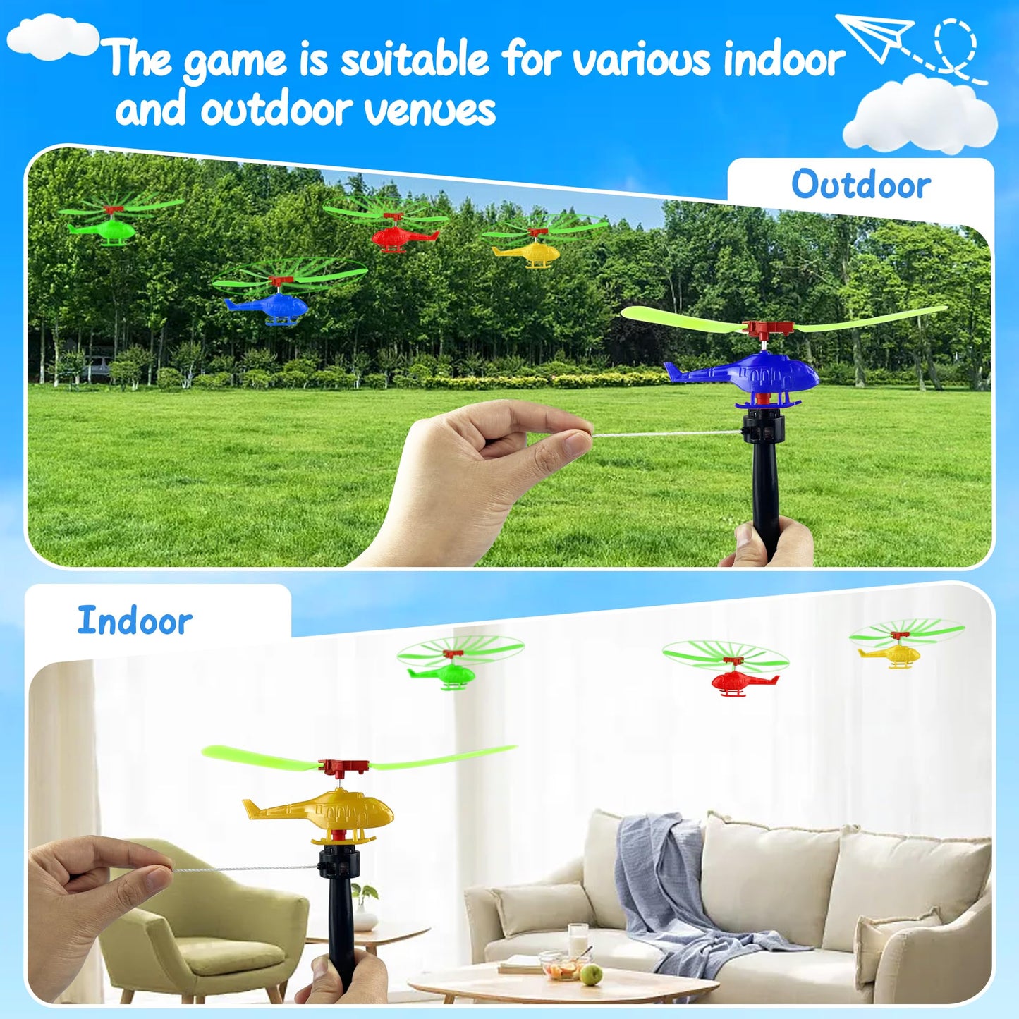 XIPEGPA 10PCS Flying Helicopter Planes Toys, 360° Rotating Airplanes for Kids, Goodie Bag Stuffers, Classroom Prizes, Bulk Party Favors