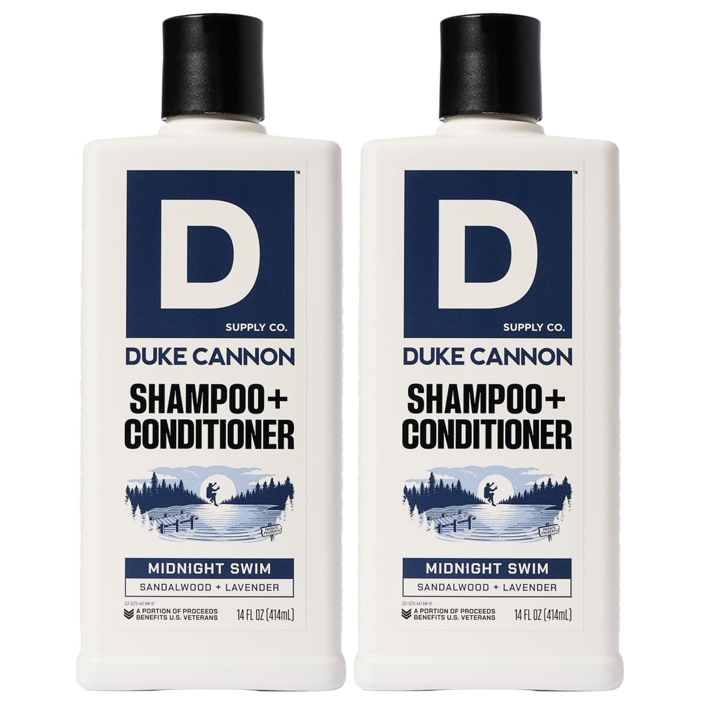 Duke Cannon 2-in-1 Hair Wash for Men - Shampoo & Conditioner with Masculine Scent - Strengthens & Cleanses Hair - Midnight Swim, 14 oz (2 Pack)