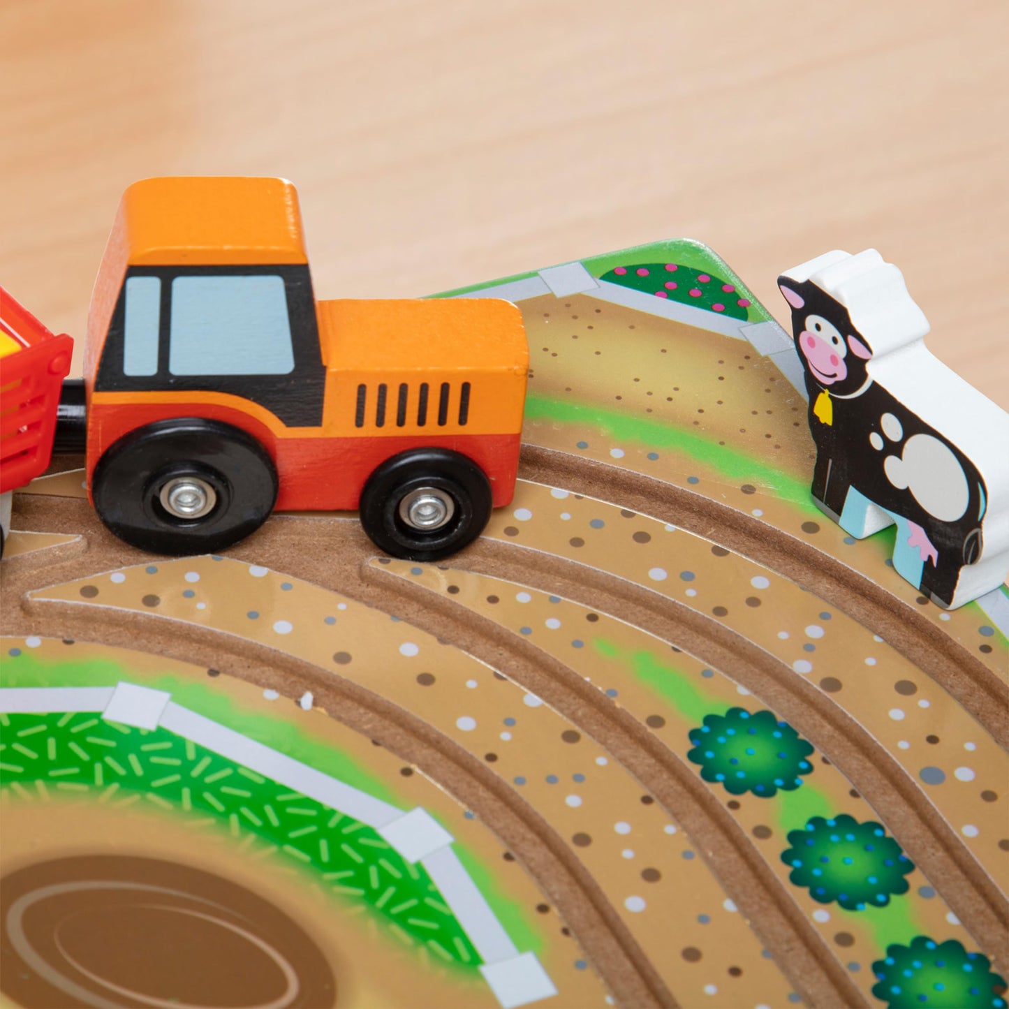 Melissa & Doug 17-Piece Wooden Take-Along Farm Set with Barn, Grain House, 4 Vehicles & Play Pieces – Pretend Play Toy for Toddlers 1+
