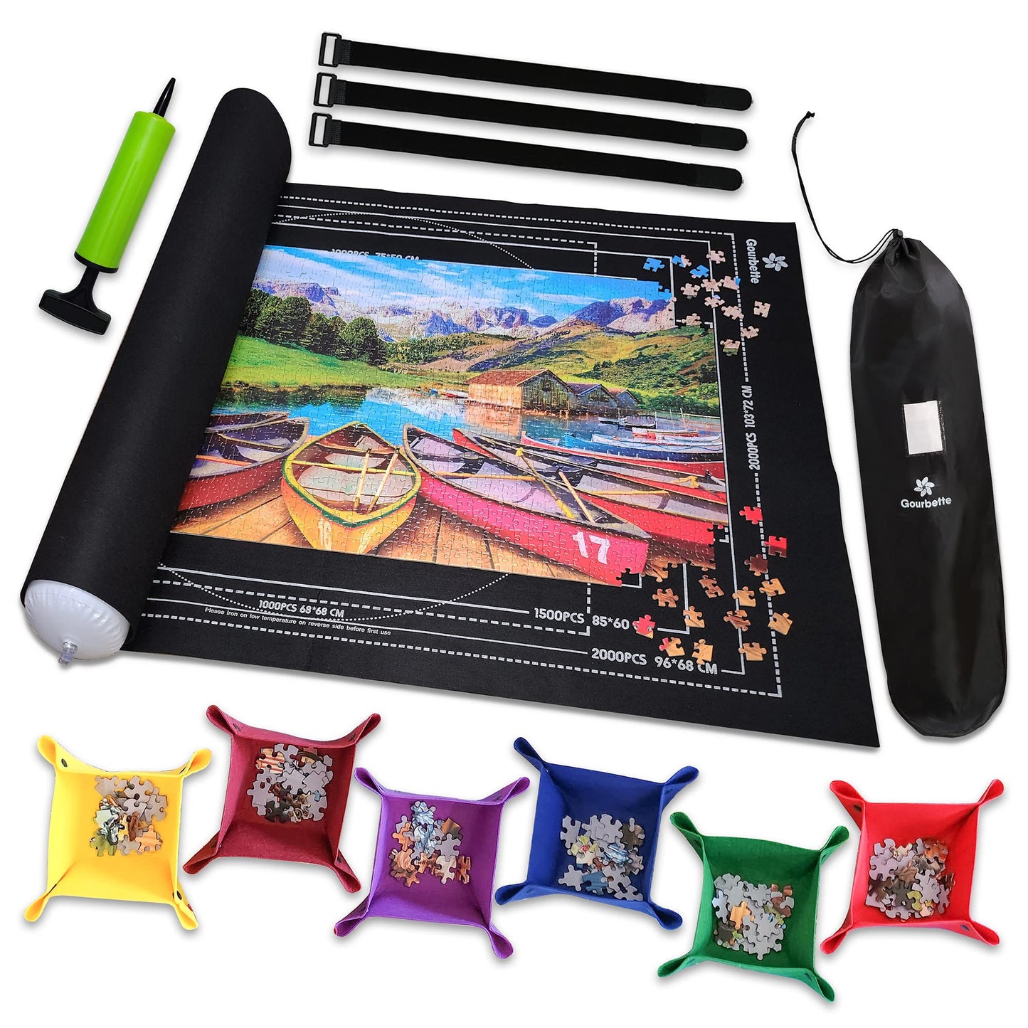 Gourbette Black Jigsaw Puzzle Mat – Roll-Up Puzzle Board for 2000, 1500, 1000 & 500 Pieces, Portable Puzzle Saver for Adults & Kids