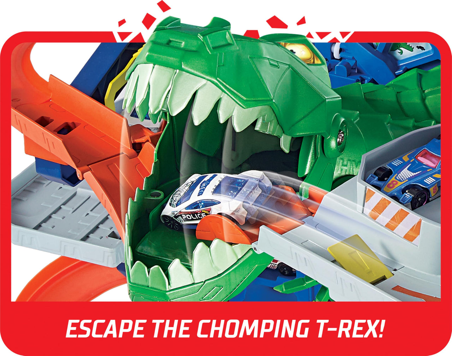 Hot Wheels Ultimate Garage City Playset with 2 Cars, Multi-Level Racetrack, Moving T-Rex & Storage for 100+ 1:64 Vehicles