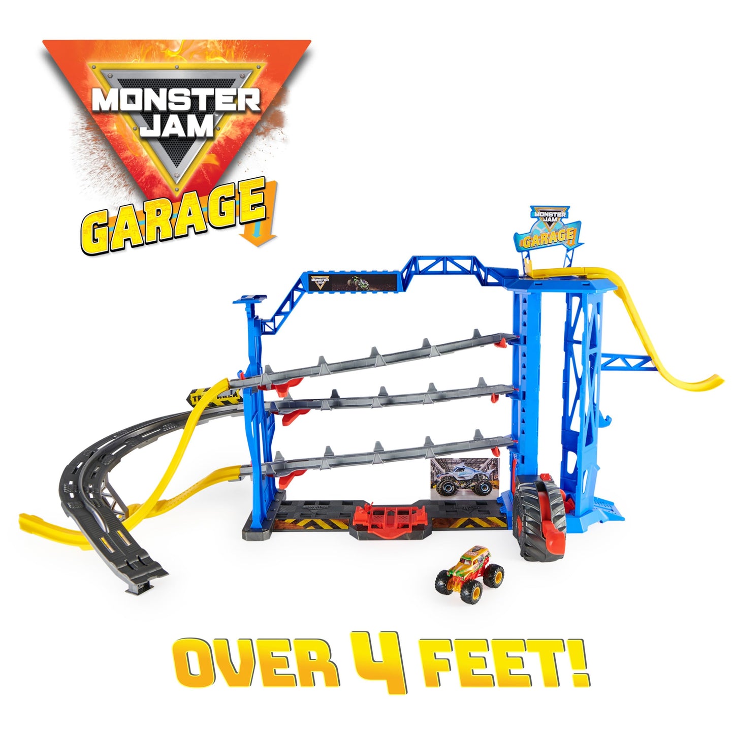 Monster Jam Garage Playset and Storage with Exclusive Grave Digger Monster Truck, Lights & Sounds, Kids Toys for Boys and Girls Ages 4 and Up