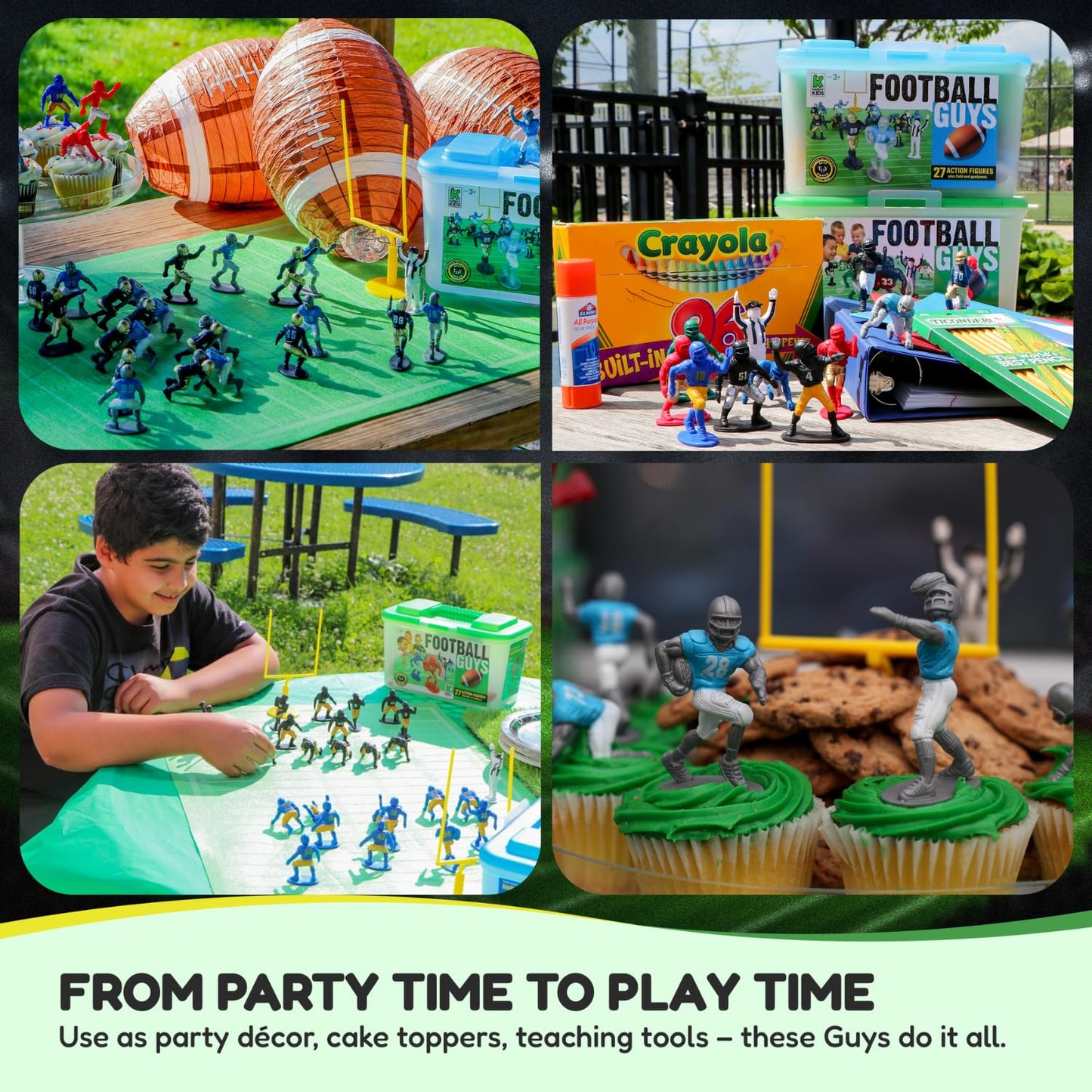 Kaskey Kids Football Guys Set – 30-Piece Maroon vs Orange Teams with Accessories & Travel Case, Sports Action Figures for Ages 3+