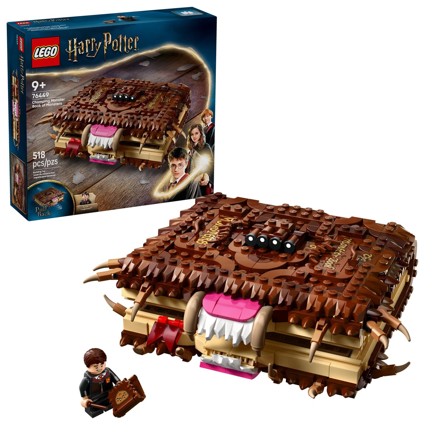 LEGO Harry Potter Book of Monsters Playset with Chomping Monster & Neville Minifigure, Kids Toy for Ages 9+, Gift Idea - 76449