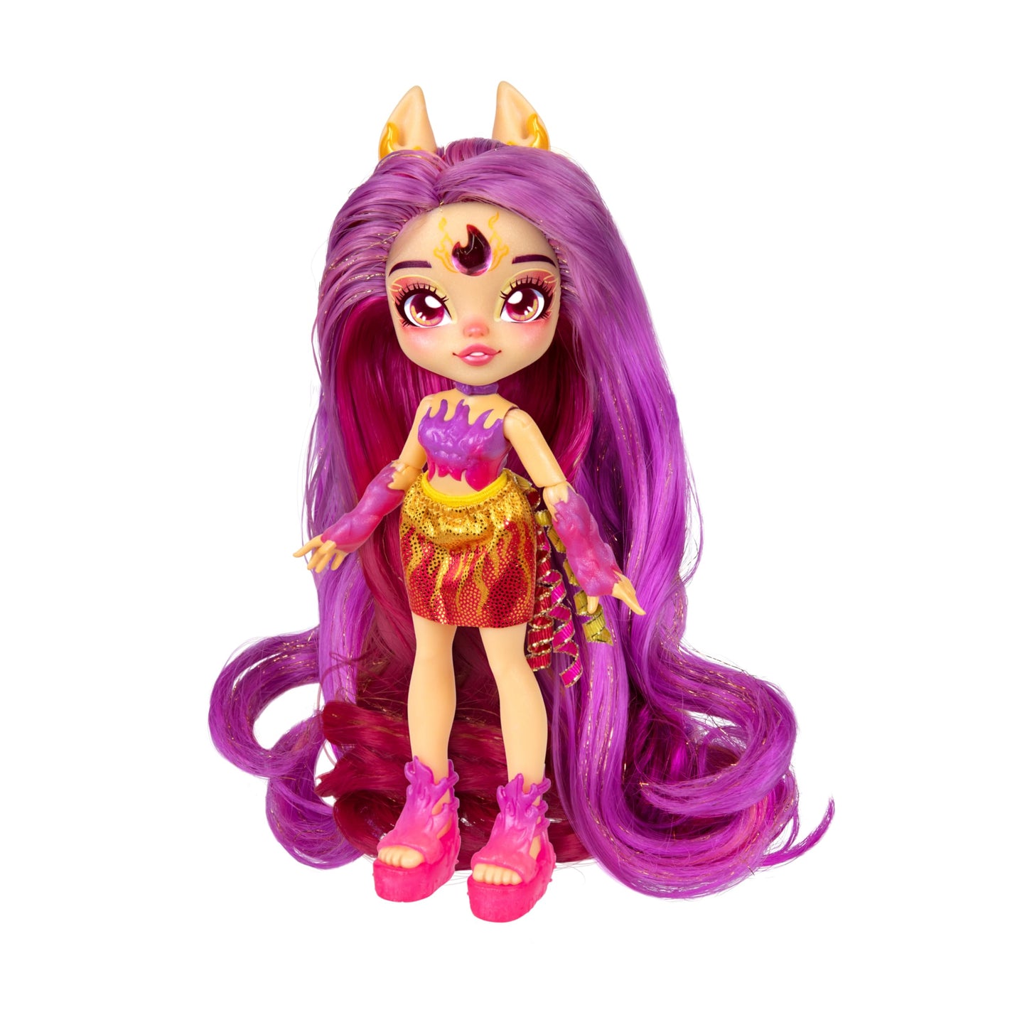 Magic Mixies Pixlings Deluxe Pack - Pippa the Firehorse, Shimmer Reveal 6.5" Pixling Doll with Exclusive Mini Mixies & 6 Hair Accessories