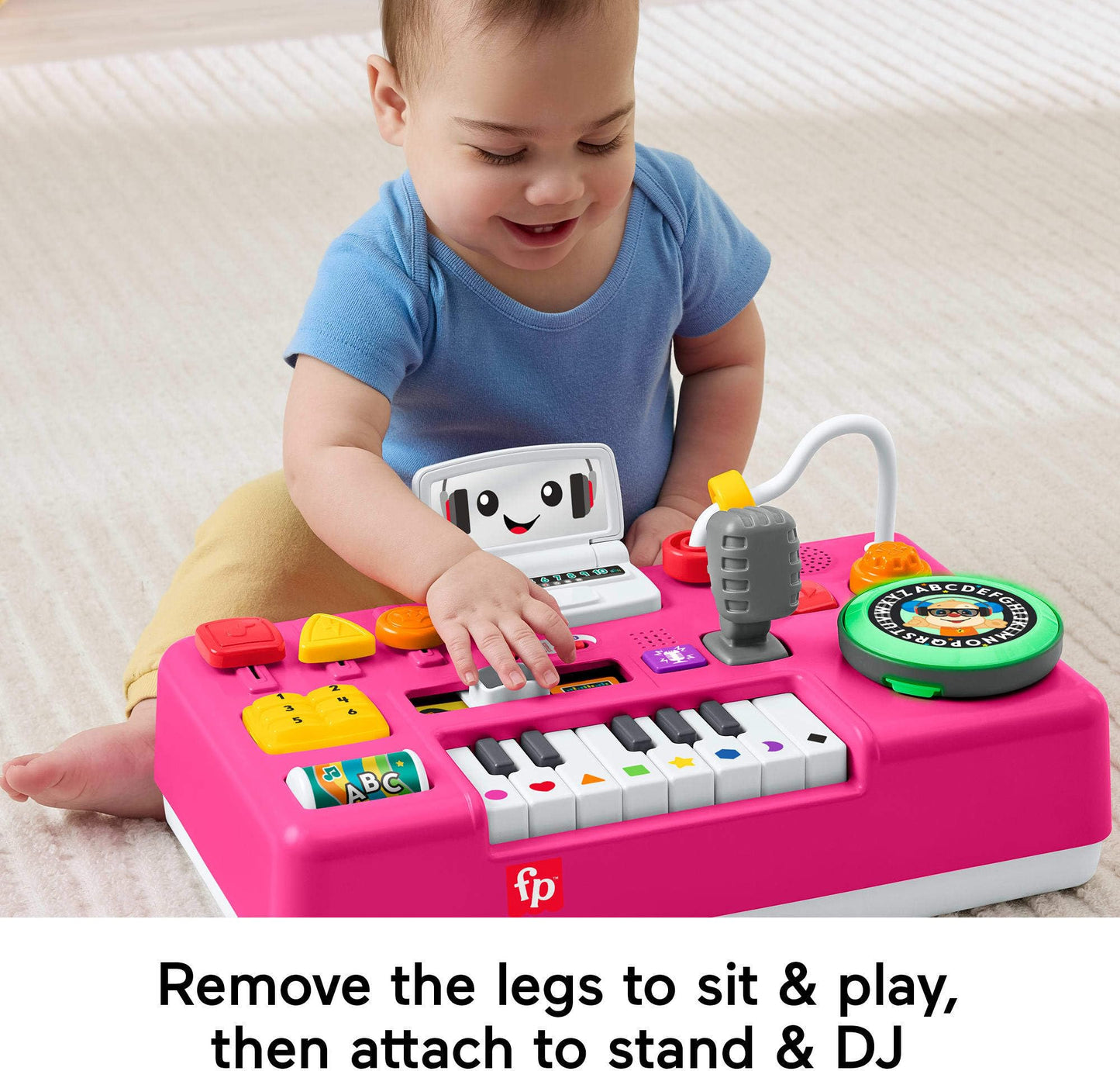 Fisher-Price Baby & Toddler Toy Laugh & Learn DJ Table Musical Activity for Educational Play, Pink Infants Ages 6+ Months