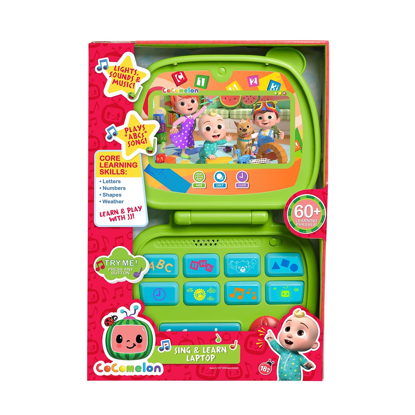 CoComelon Sing & Learn Laptop Toy for Kids 18+ Months – Lights, Sounds, Music, Letters, Numbers, Shapes & Animal Learning, Licensed