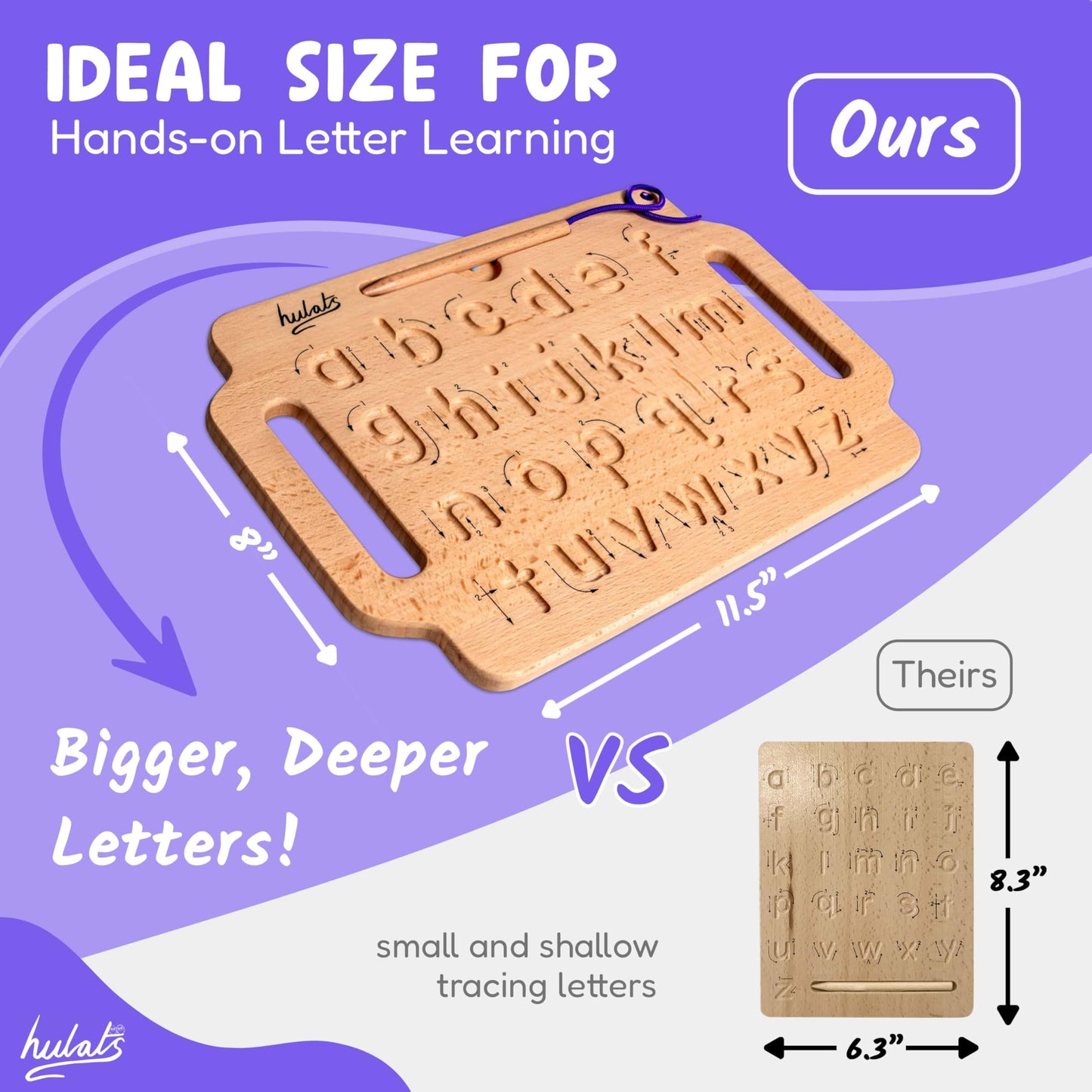 Hulats Learn to Write Wooden Alphabet Tracing Board - Toddler Writing Practice, Montessori Letter Tracing Toy for Kids 3-5