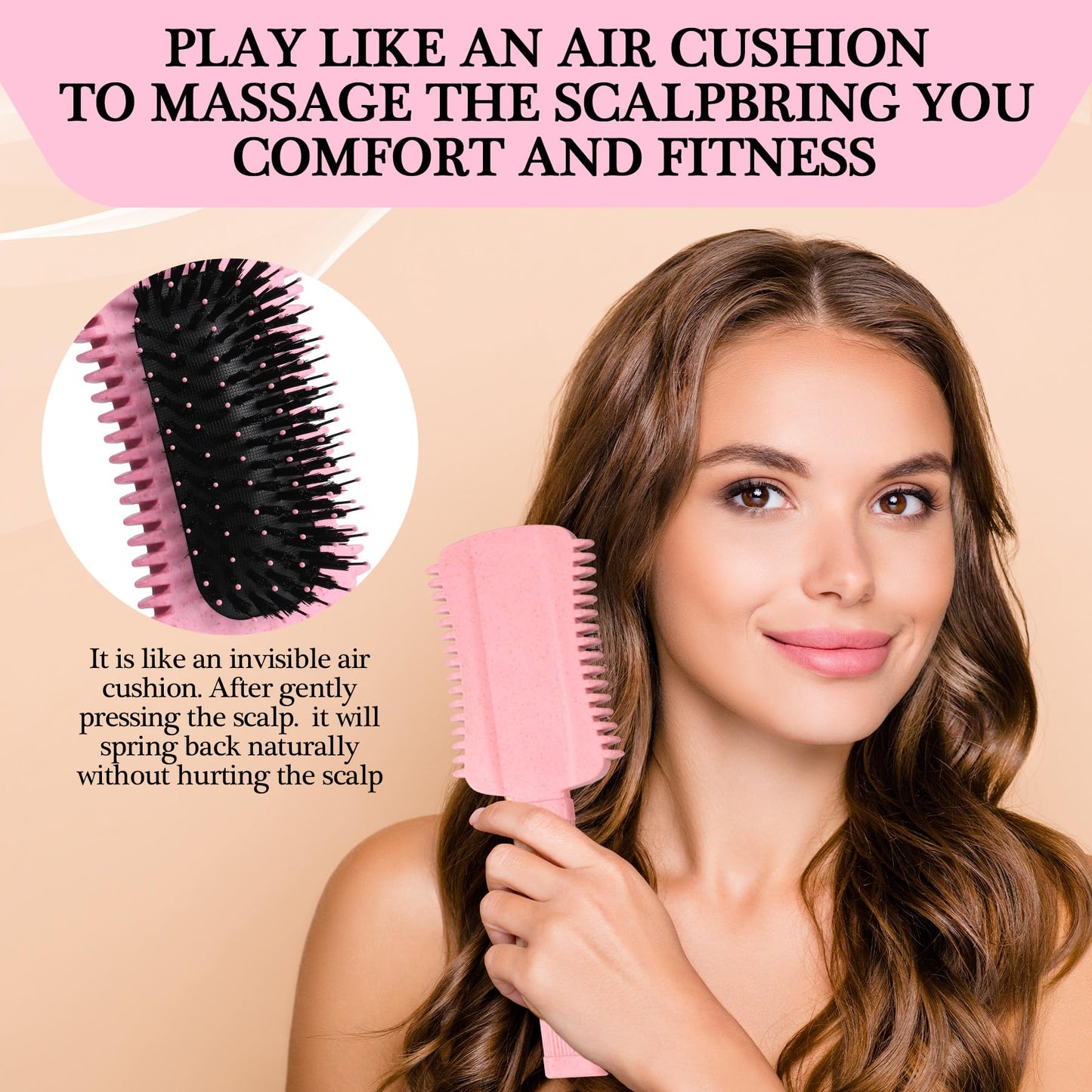 Auhrjomra Curl Defining Brush Pink – Volumizing Curly Hair Brush for Detangling, Shaping & Styling Curls, Waves & Coils, Reduces Frizz