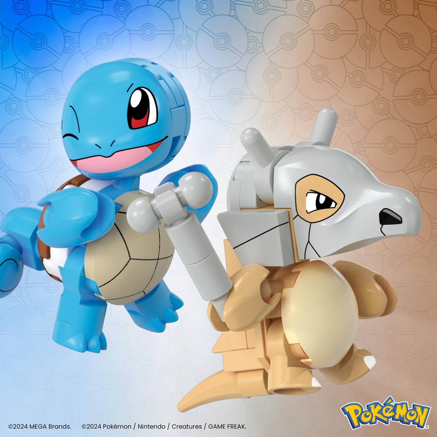 MEGA Pokémon Building Toys Set Squirtle & Cubone with 45 Pieces, 2 Poseable Characters and Poké Ball, 2 Inches Tall, for Kids