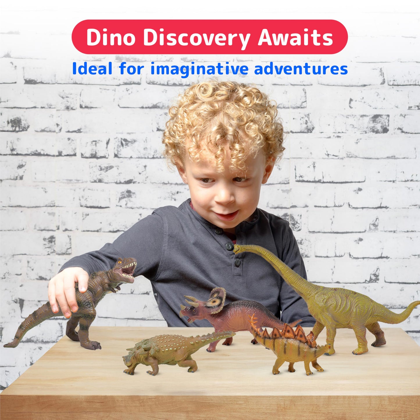 PREXTEX Jumbo Dinosaur Toy Set – 5 Large Realistic Hand-Painted Dino Figures for Kids, Play & Learning, Giant Dinosaur Toys