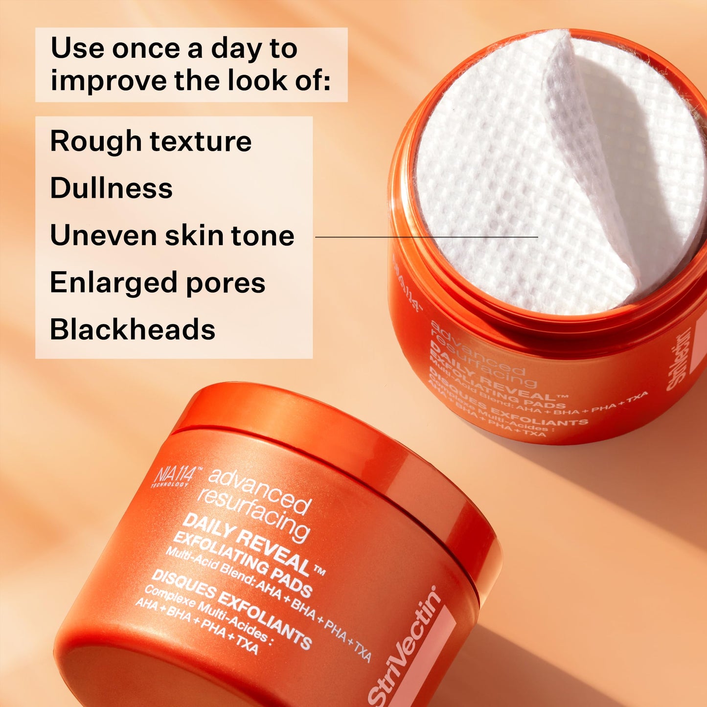 StriVectin Advanced Resurfacing Daily Reveal Exfoliating Face Pads, Visibly Smooths and Brightens Skin, Reduces Blackheads, Salicylic Acid, 60 Count