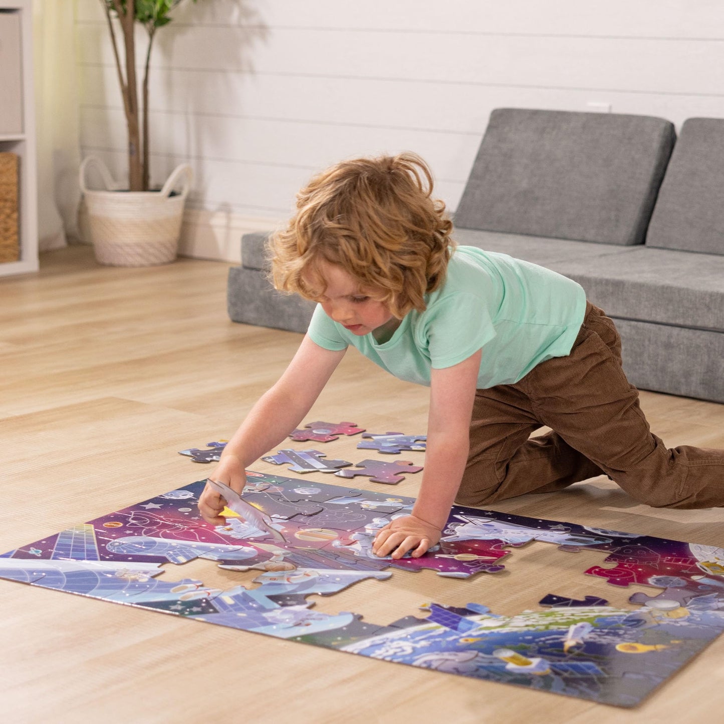 Melissa & Doug Outer Space Glow-in-The-Dark Cardboard Jigsaw Floor Puzzle – 48 Pieces, for Boys and Girls 3+ - FSC-Certified Materials