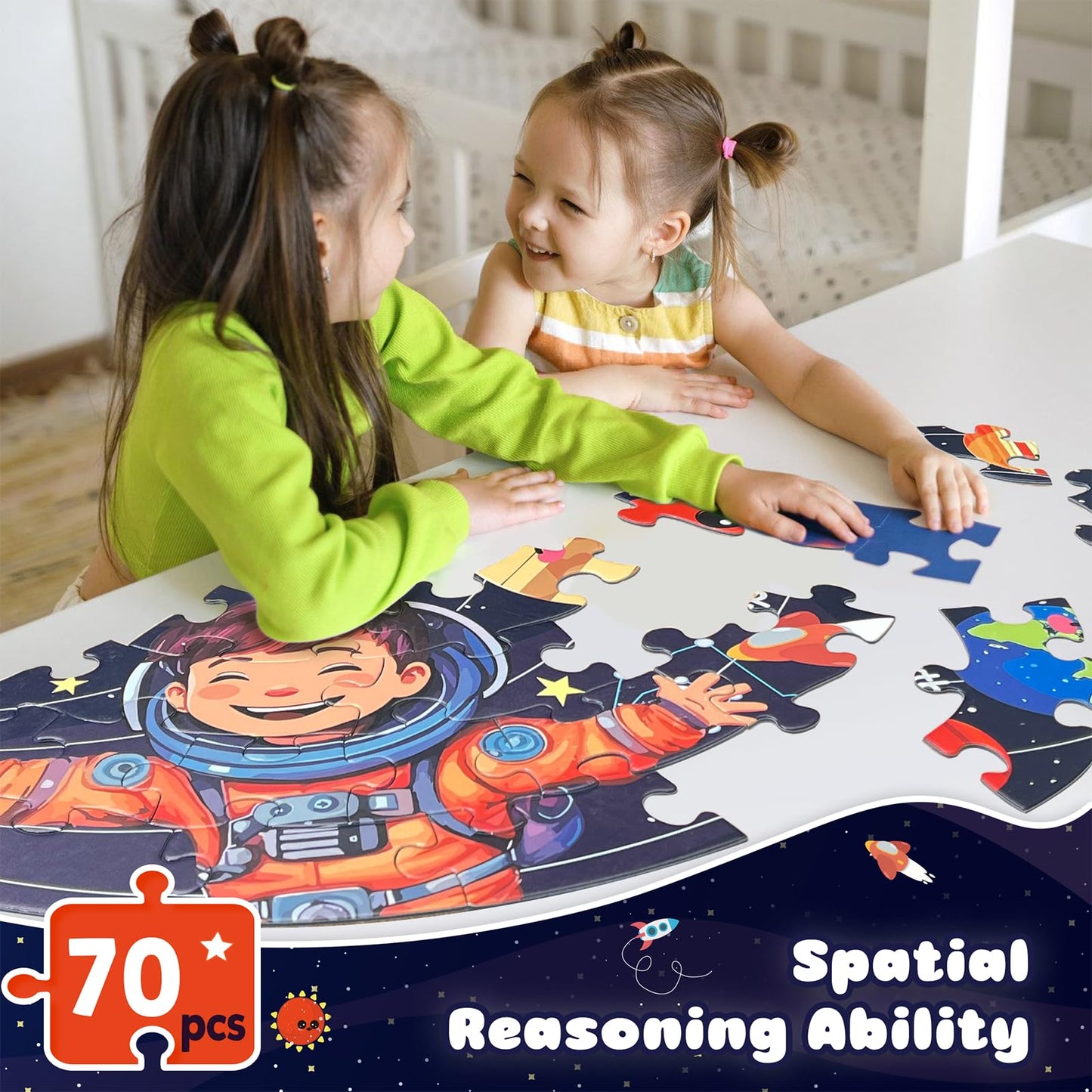 TALGIC Solar System Floor Puzzle for Kids, 70-Piece Round Jigsaw, Educational Toy for Ages 3-8, Gift for Boys & Girls