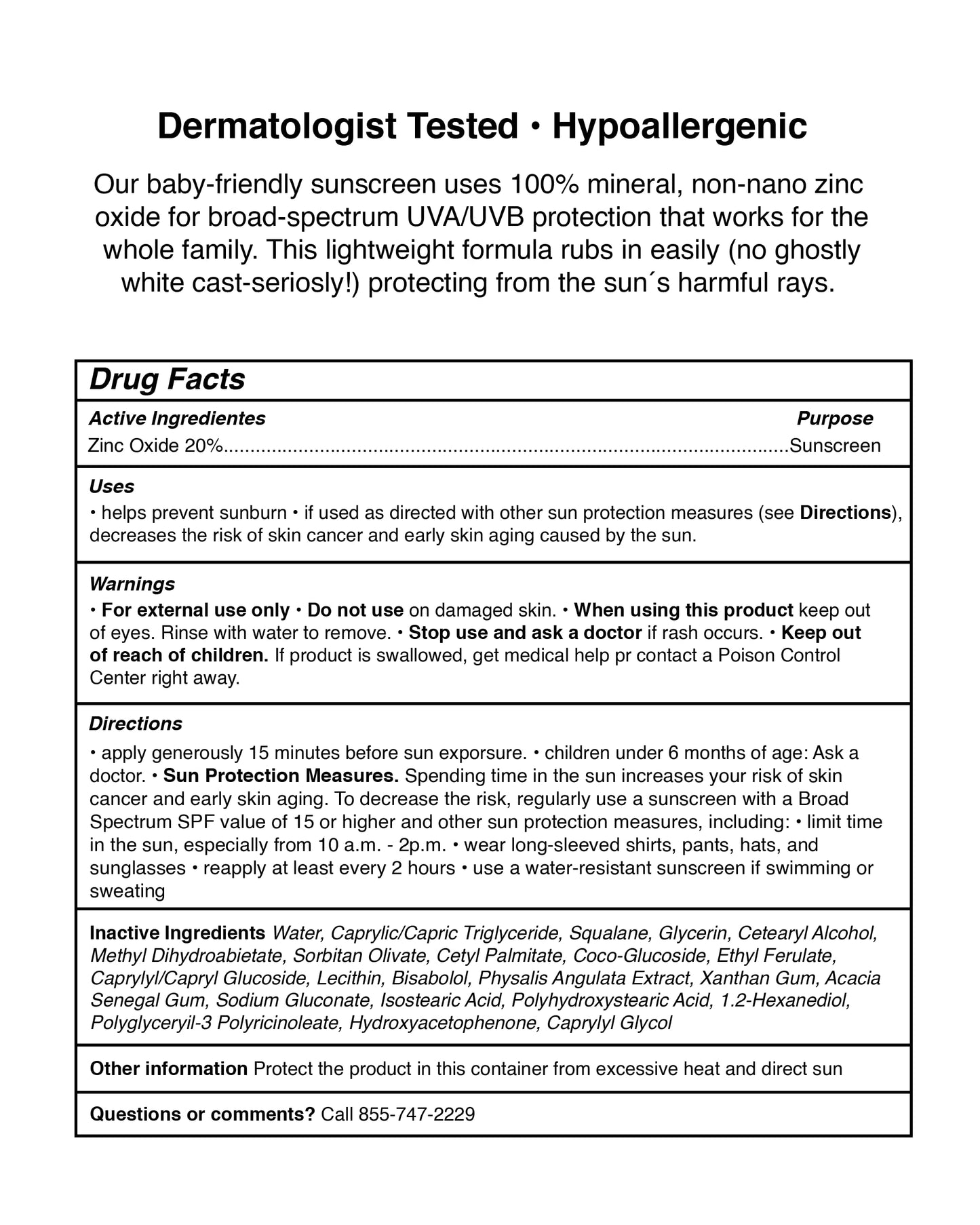 Pipette Mineral Sunscreen SPF 50 for Baby & Kids - Broad Spectrum Non-Nano Zinc Sunblock, Gentle UVB/UVA Protection for Sensitive Skin, 4 fl oz