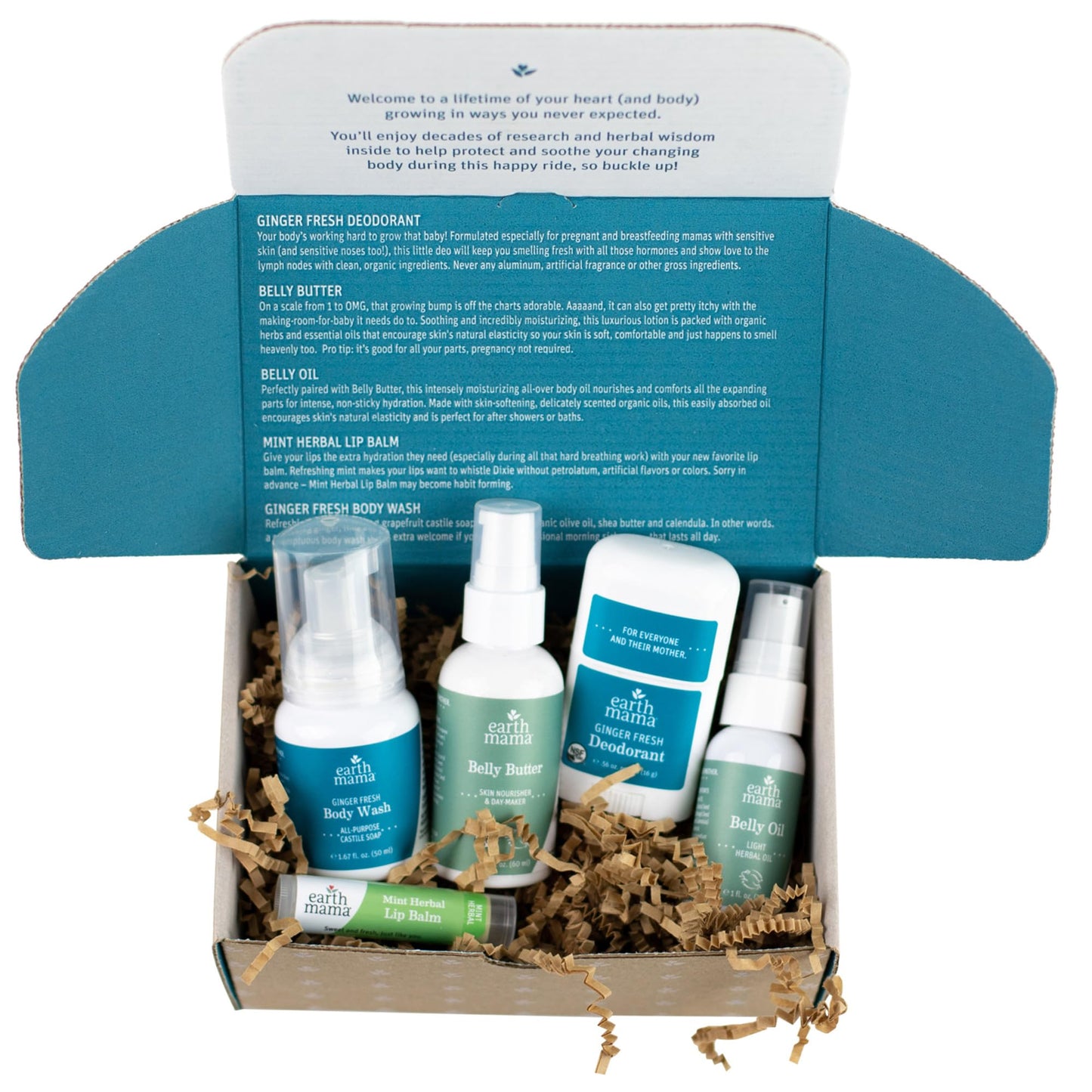 Earth Mama “A Little Something” Gift Box – Organic Maternity Skincare Set for Expecting & New Moms, 5-Piece Body Care Kit