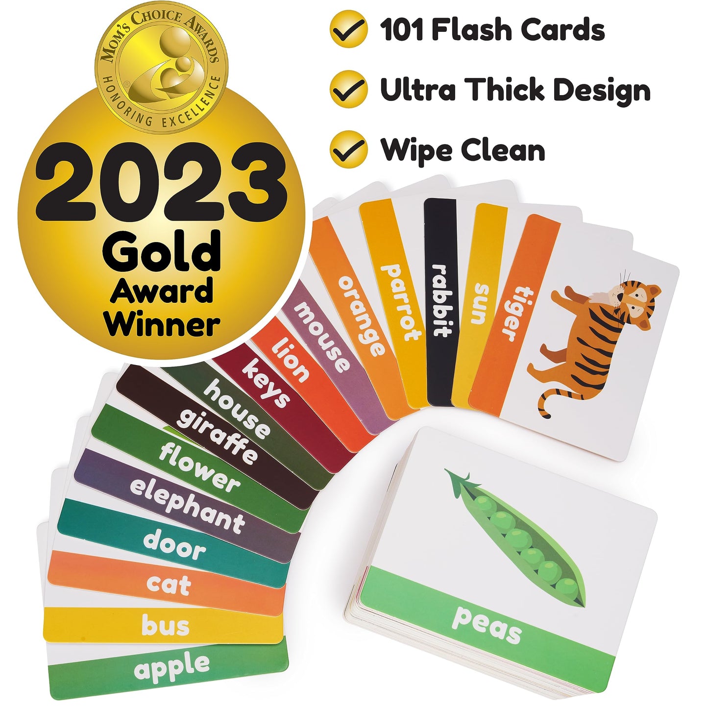 LearnWorx 101 Baby Flash Cards for Toddlers 1-3 | First Words, Numbers & Objects | Award-Winning Learning & Speech Development Toys