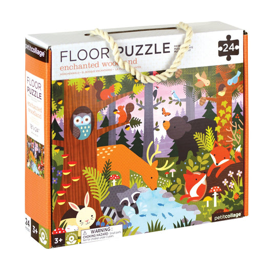 Petit Collage Floor Puzzle Enchanted Woodland 24 Pieces | Large Puzzle for Kids | Completed Woodland Puzzle Measures 18” x 24” | Makes a Great Gift Idea for Ages 3+