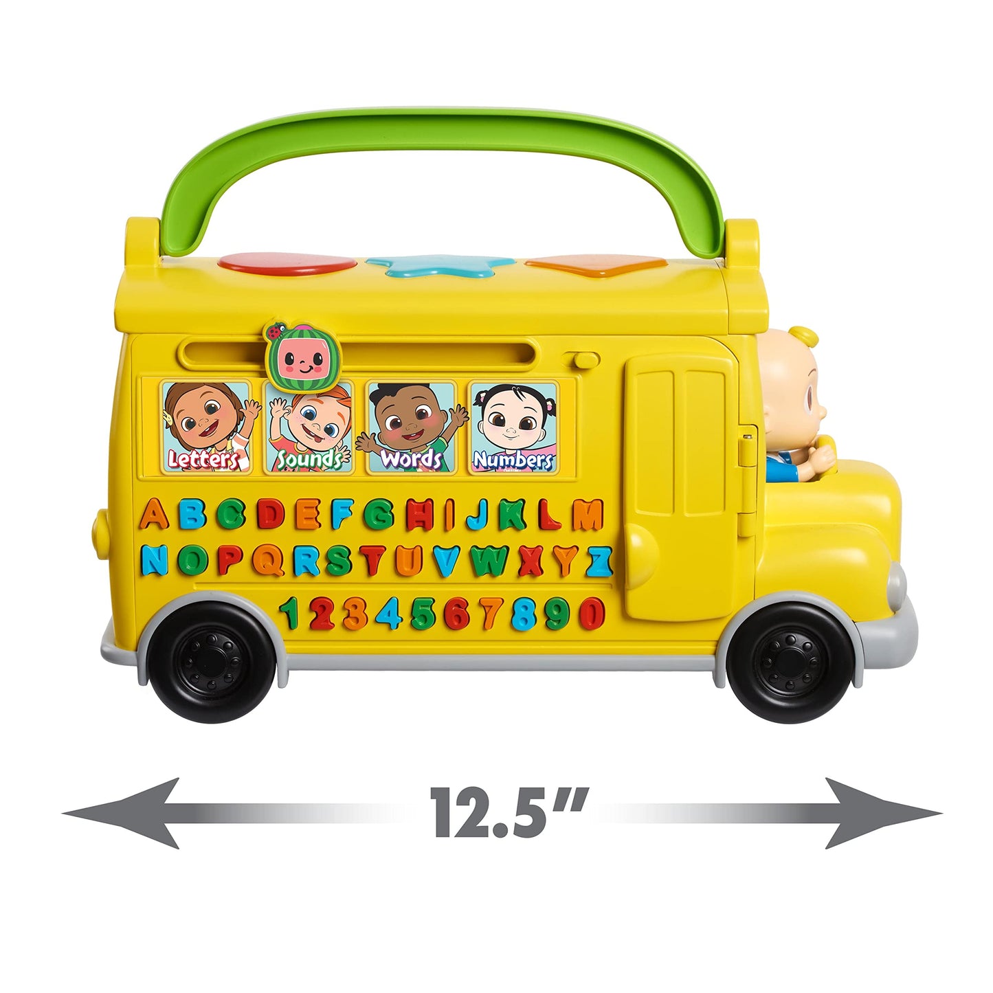 CoComelon Musical Learning Bus Toy – ABCs, Numbers & Phonics, Plays Wheels on the Bus, Official Licensed Yellow School Bus for Kids 18+ Months
