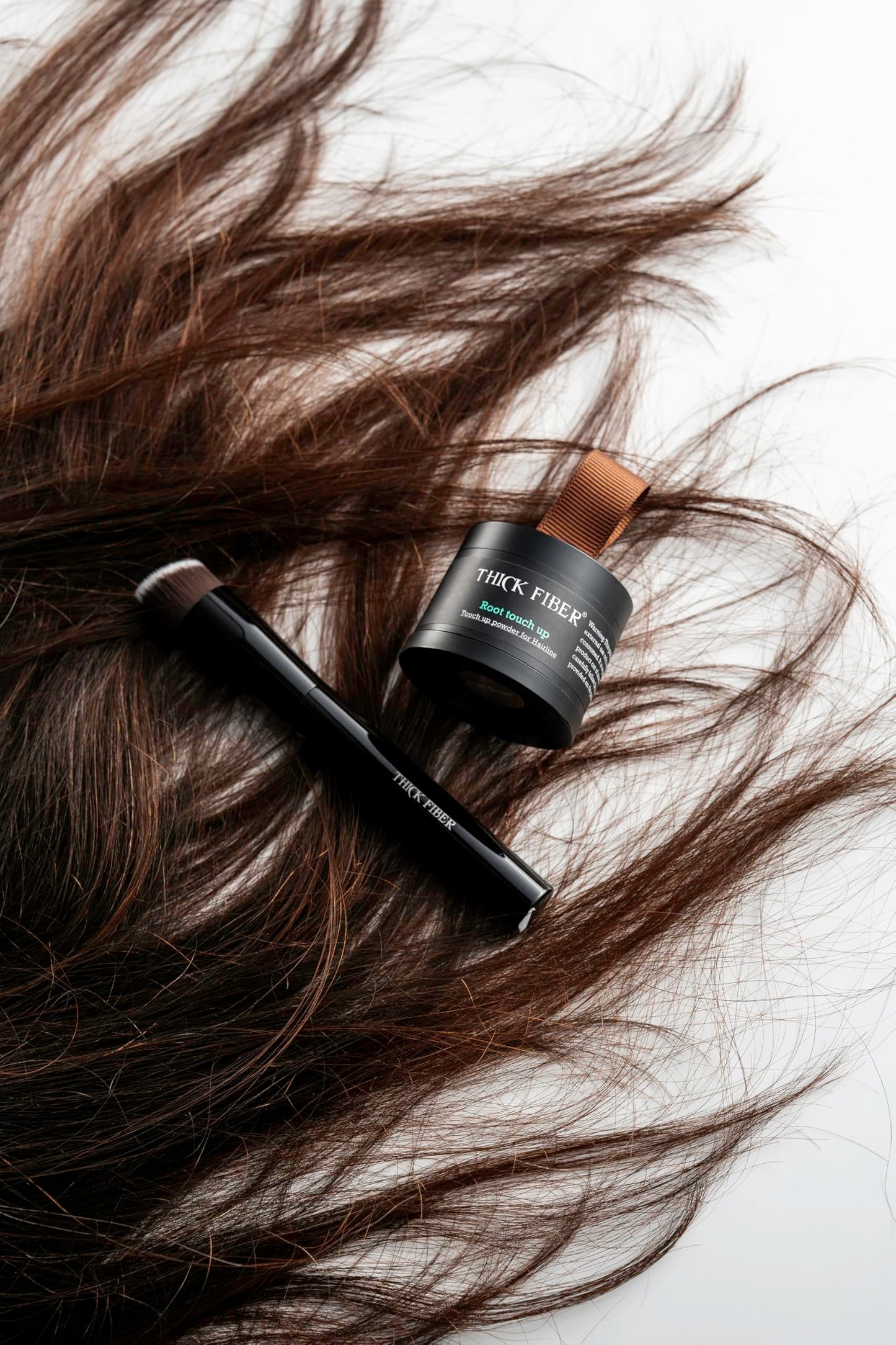 THICK FIBER Root Touch Up Powder - Water & Sweat Resistant Hair Loss Concealer Set for Thinning Hair Women, Includes Brush (Dark Brown)