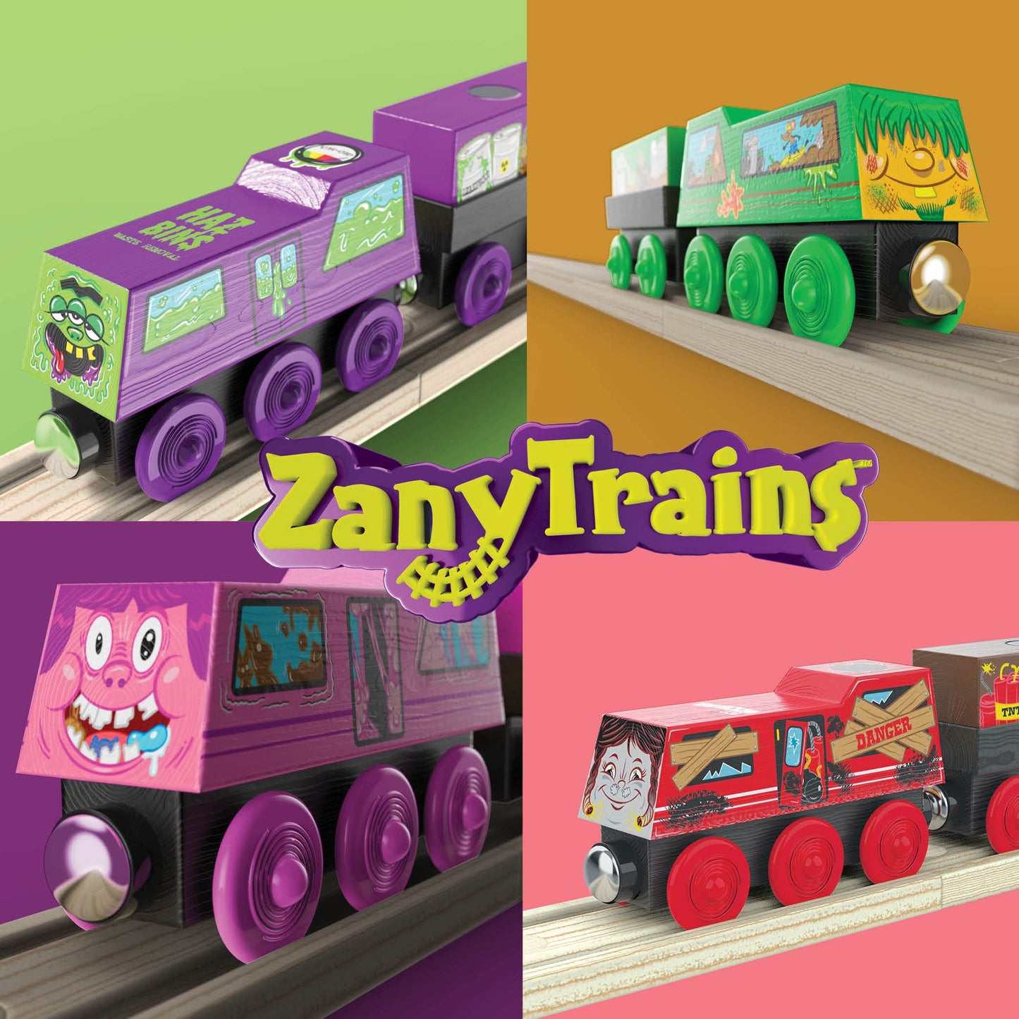 15-Piece Wooden Traffic Signs for Kids – Play Mats, Toy Cars & Trains, Educational Road Signs, Zany Trains Series 2