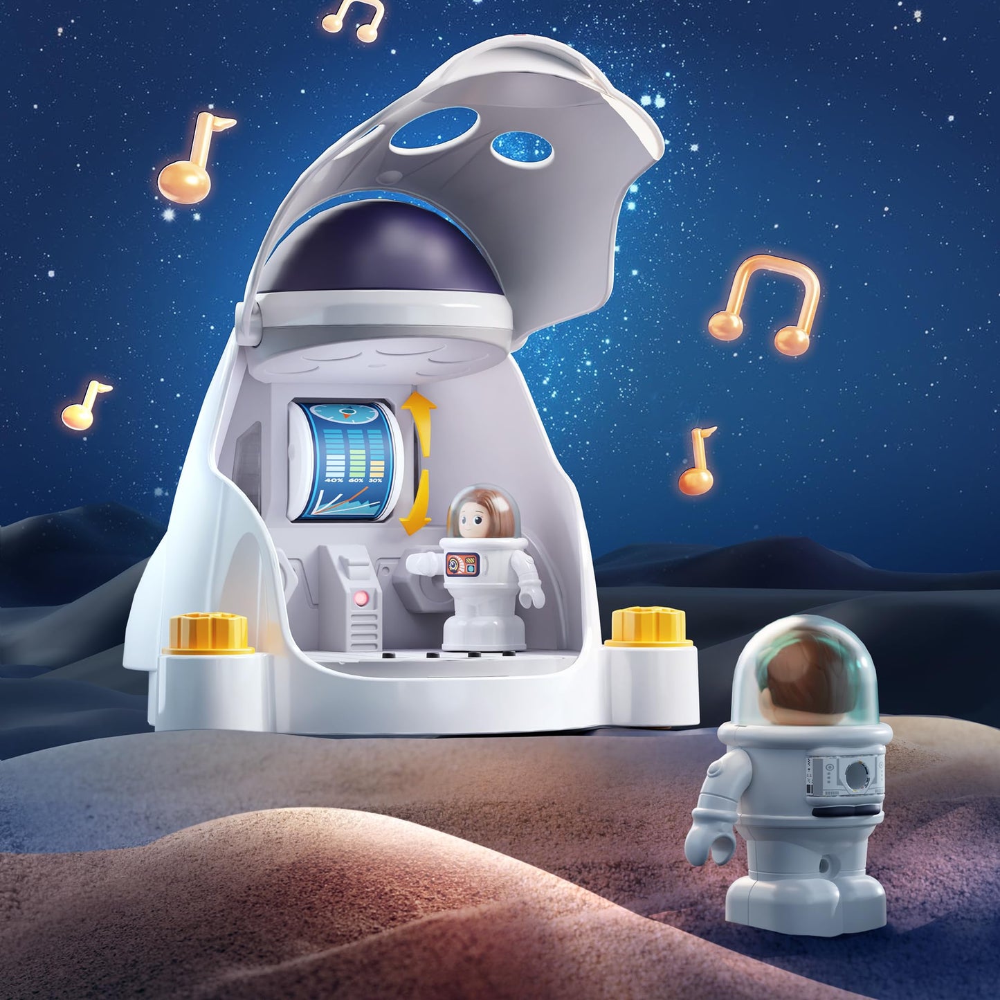 iPlay, iLearn Rocket Space Toy Playset with Shuttle, Electric Drill & 2 Astronauts – STEM Take-Apart Adventure for Kids 3-8