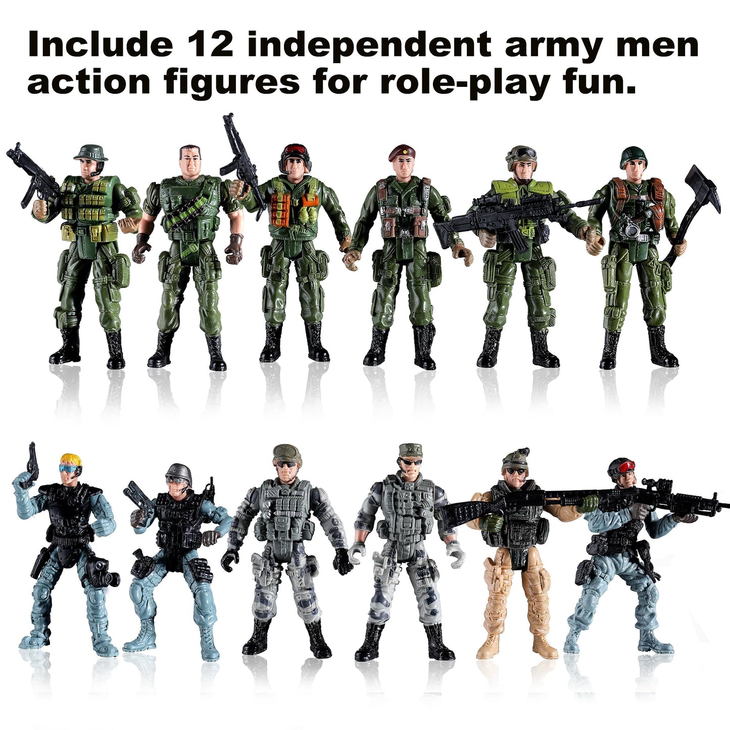 US Army Men and SWAT Team Toy Soldiers Action Figures with Military Weapons Accessories for Kids Boys Girls,12Pcs