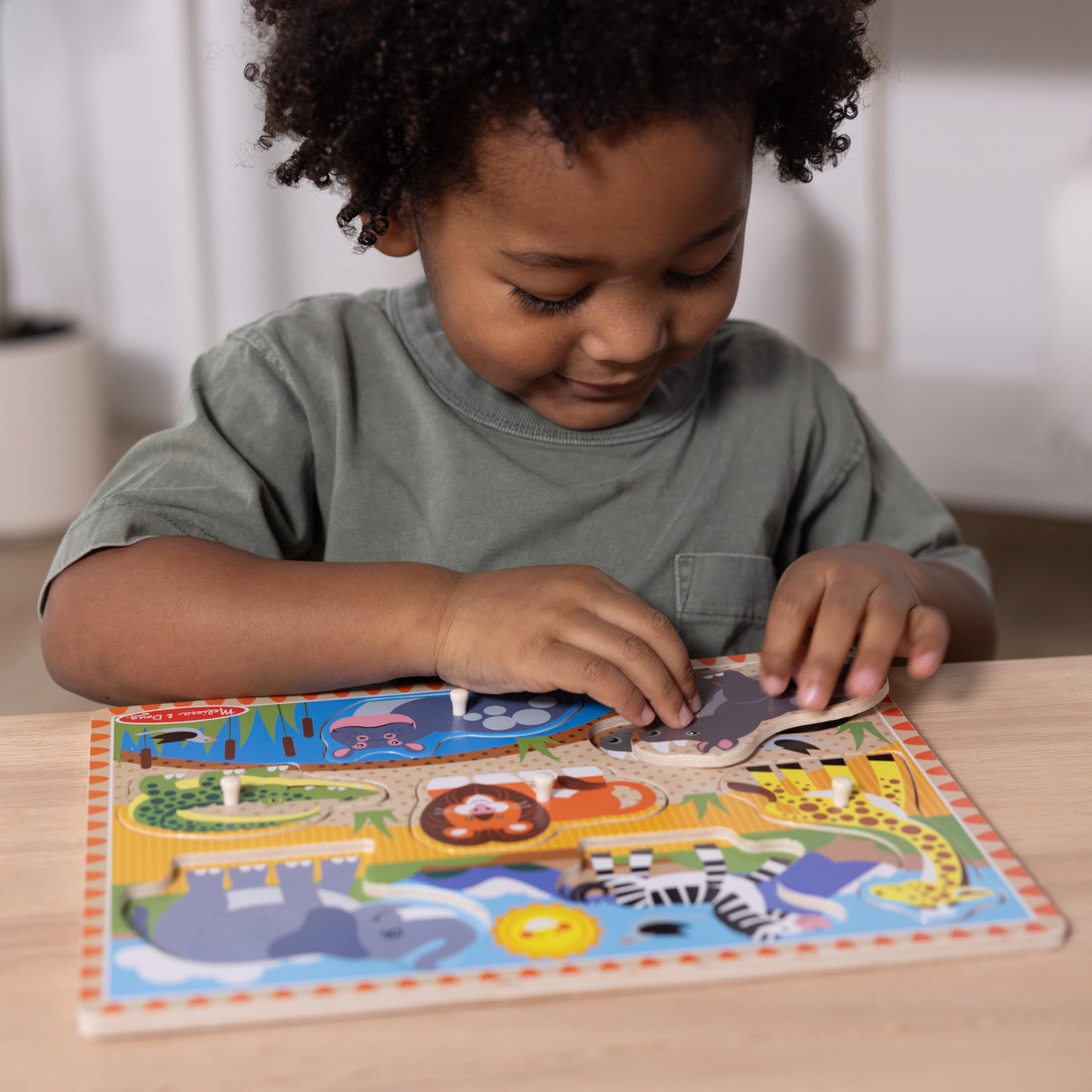 Melissa & Doug Wooden Peg Puzzle Set – 4-Pack Vehicle, Farm, Safari & Pet Animal Themes – Educational Puzzles for Toddlers and Preschoolers Ages 2+