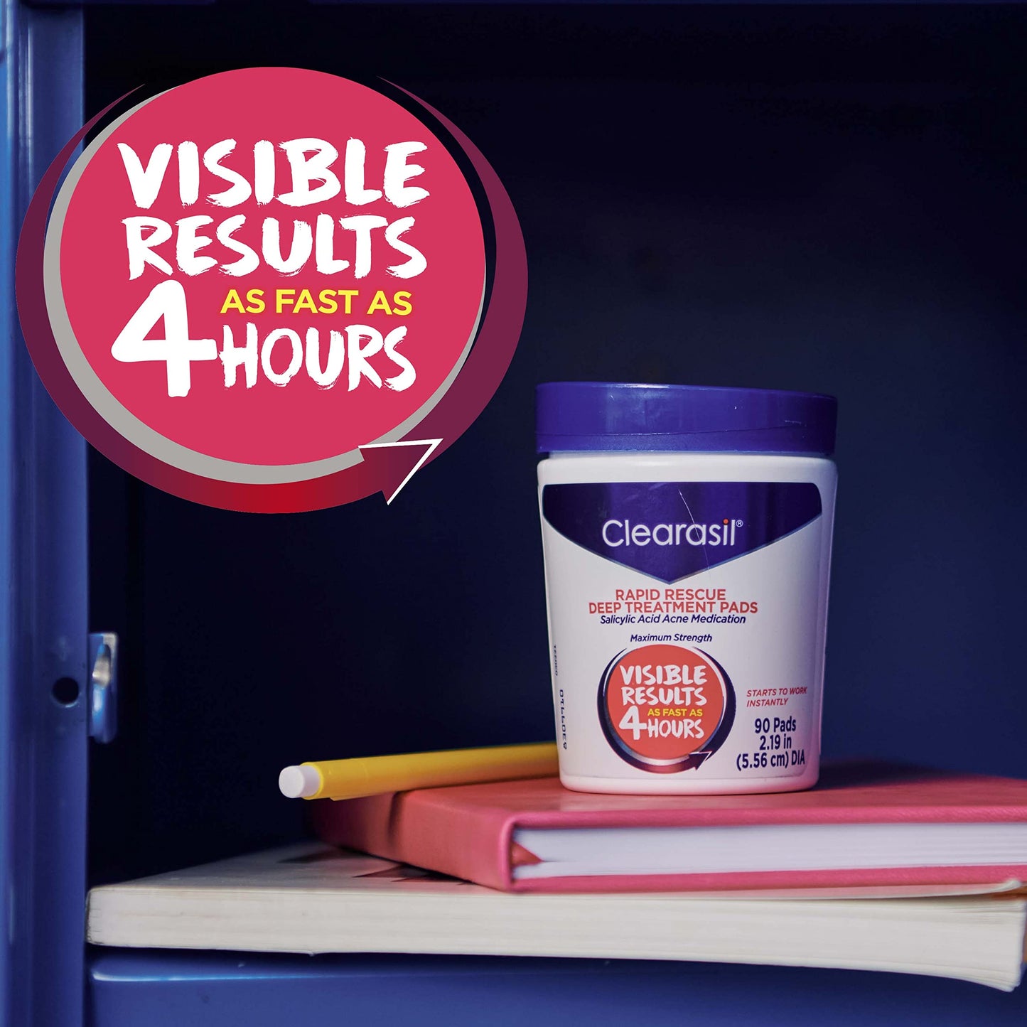 Clearasil Rapid Rescue Deep Treatment Acne Face Pads, Maximum Strenght with 2% Salicylic Acid Acne Treatment Medicine, 90 Count