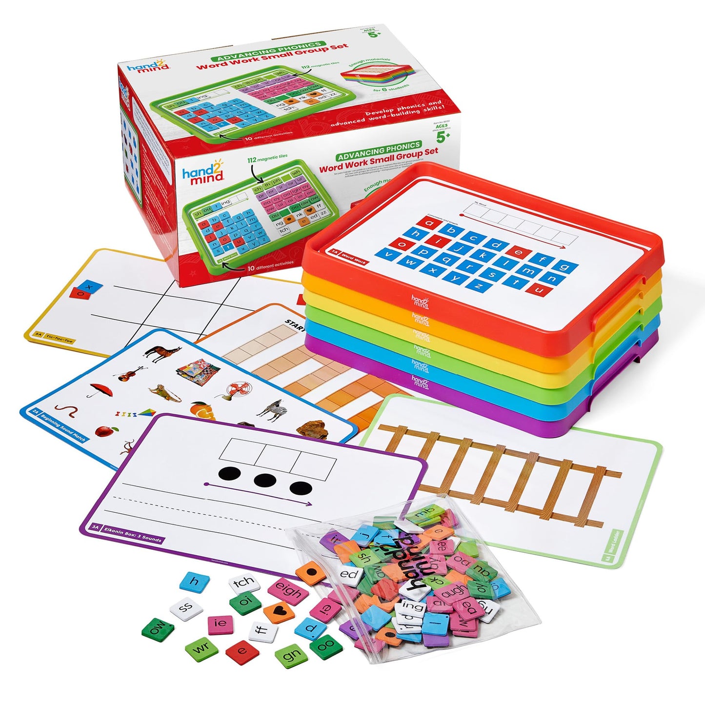 hand2mind Phonics Word Work Small Group Set – Magnetic Letters & Trays for Kindergarten, Phonemic Awareness & Science of Reading