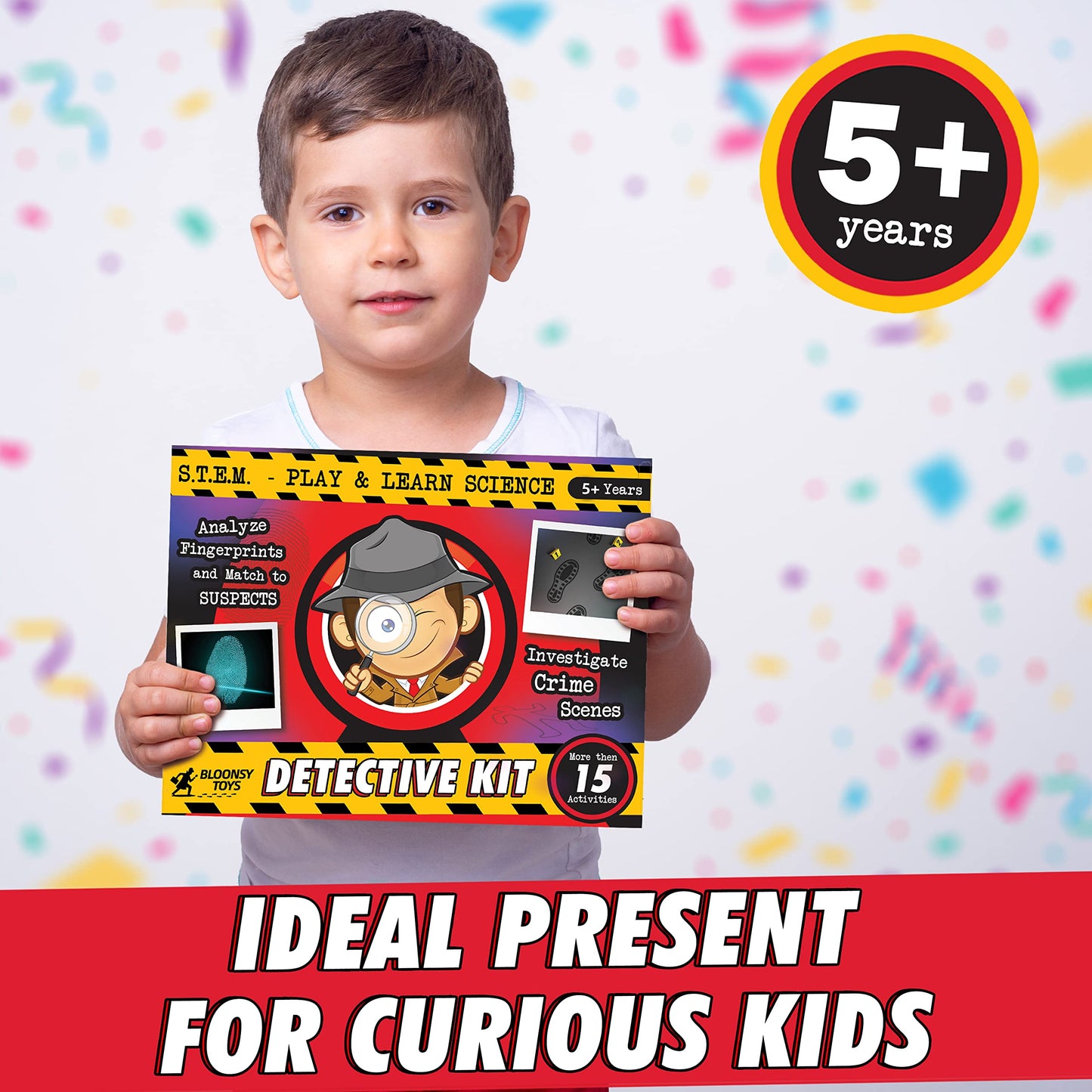 BLOONSY Spy Kit for Kids Detective Fingerprint Toys for 6 7 8 9 10 11 12 Year Old Boys Girls Secret Agent Investigation Science Set