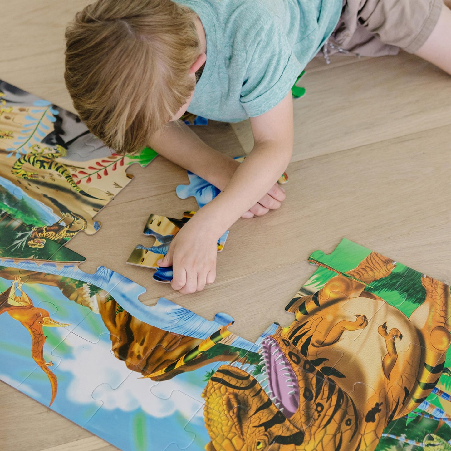 Melissa & Doug Land of Dinosaurs 48-Piece Jumbo Floor Puzzle, 4ft Long, Educational Screen-Free Activity for Kids 3+, FSC Certified