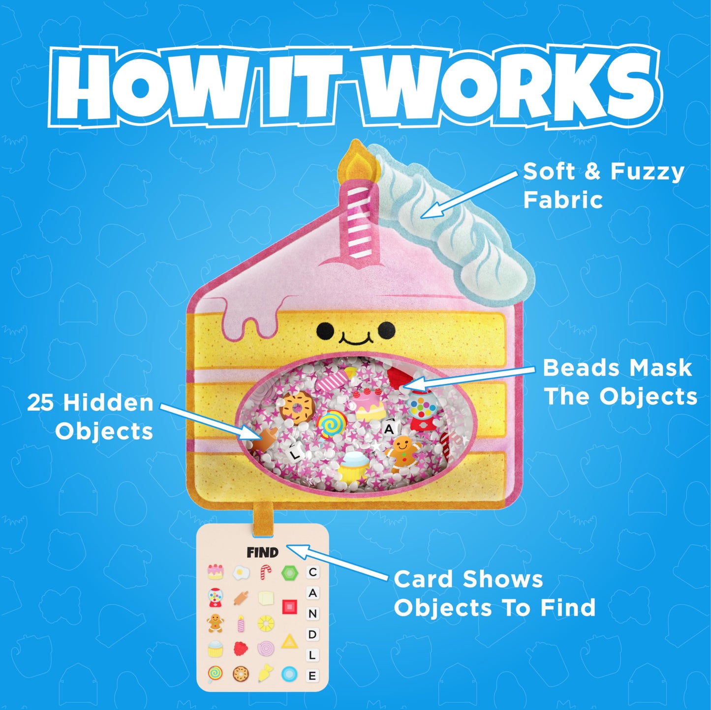 BIZYBOO - The Original Seek & Find Plush - Hidden Object Search Problem Solving Educational Matching Game for Kids 2 and Up (Ol' Red)