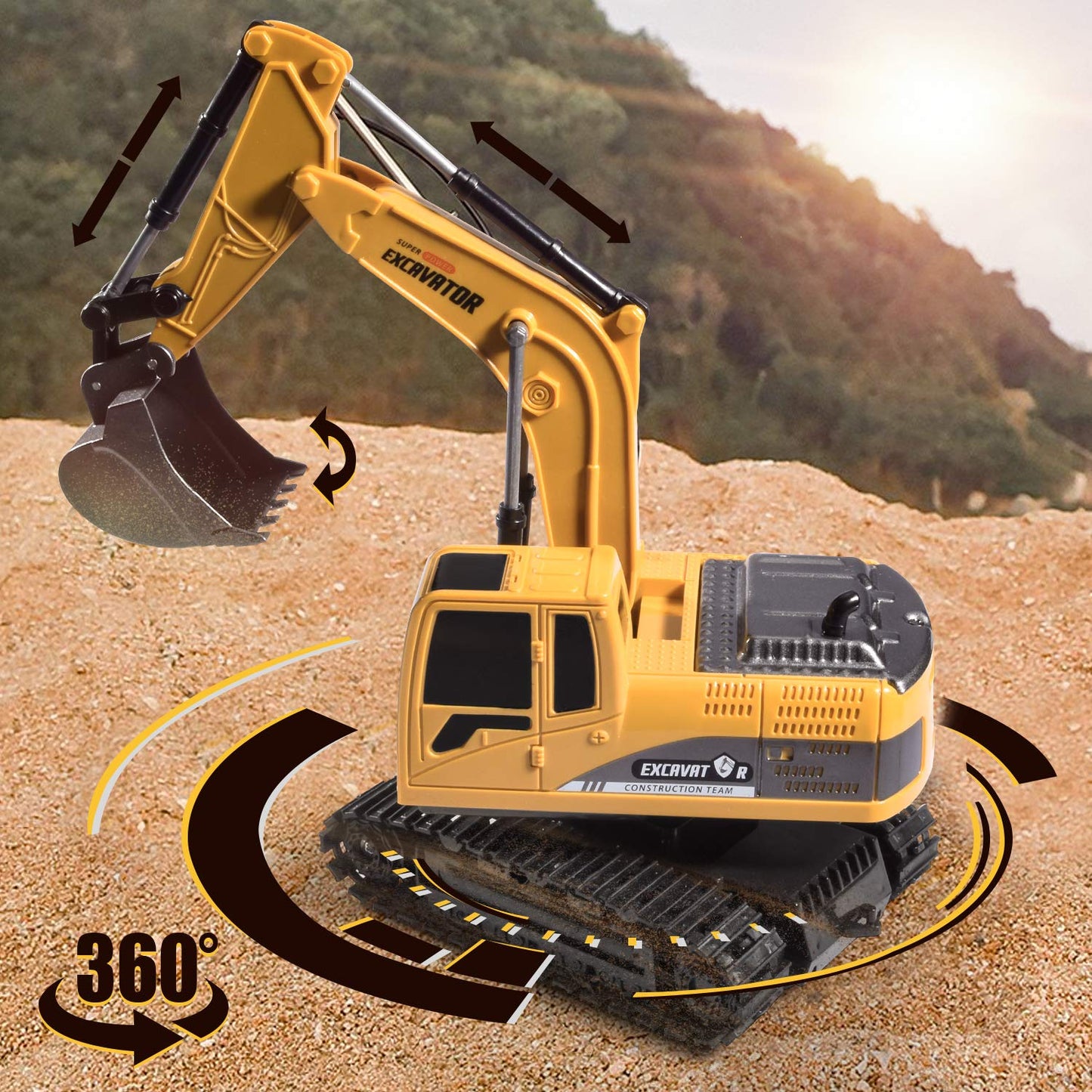 Onadrive Remote Control Excavator Toy – Rechargeable Hydraulic Digger Truck, Educational Engineering Toy for Kids Ages 3-8