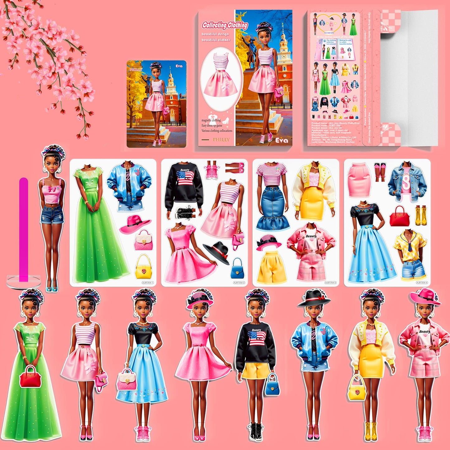 Magnetic Princess Dress-Up Paper Doll Set – Travel & Pretend Play, Magnet Clothes Puzzle, Educational Toy for Toddler & Preschool Girls