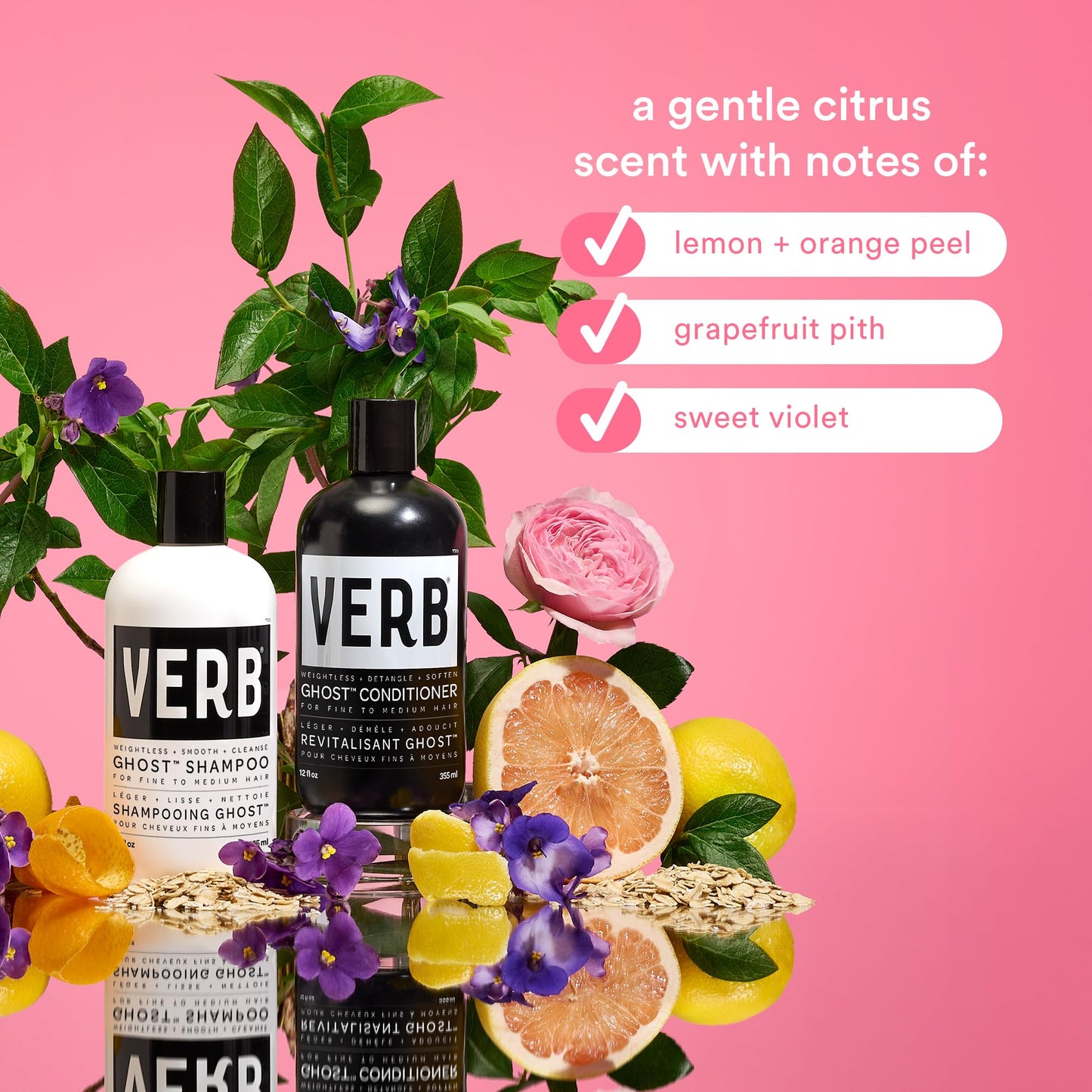 VERB Ghost Shampoo & Conditioner Duo Set 12 fl oz | Moringa Oil Infused | Cleanses & Moisturizes Fine Hair | Vegan, Paraben & Sulfate Free