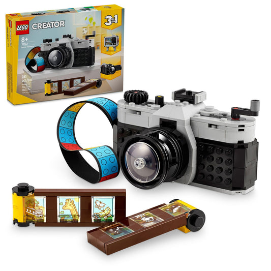LEGO Creator 3-in-1 Retro Camera Toy - Transform into Video Camera or TV Set, Creative Photography Gift for Kids 8+, Set 31147