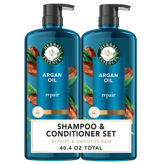 Herbal Essences Argan Oil Repair Shampoo & Conditioner Set, 2-Pack, 20.2 Fl Oz Each, Moisturizing, Paraben-Free, Color-Safe, Citrus Scent