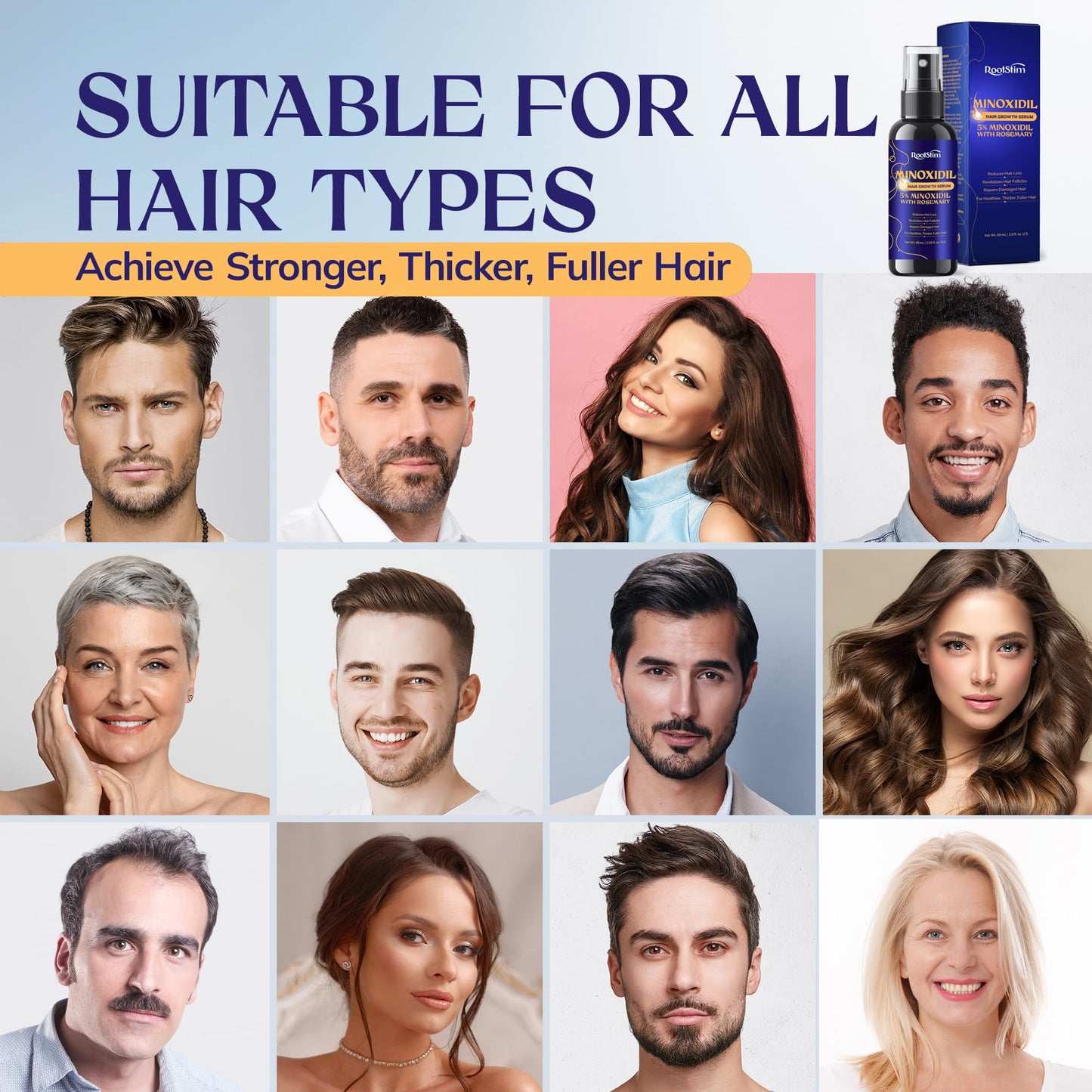 5% Minoxidil Hair Growth Serum for Men & Women – Extra Strength Hair Loss Treatment with Rosemary for Thicker, Stronger, Faster Hair Growth, 60ML