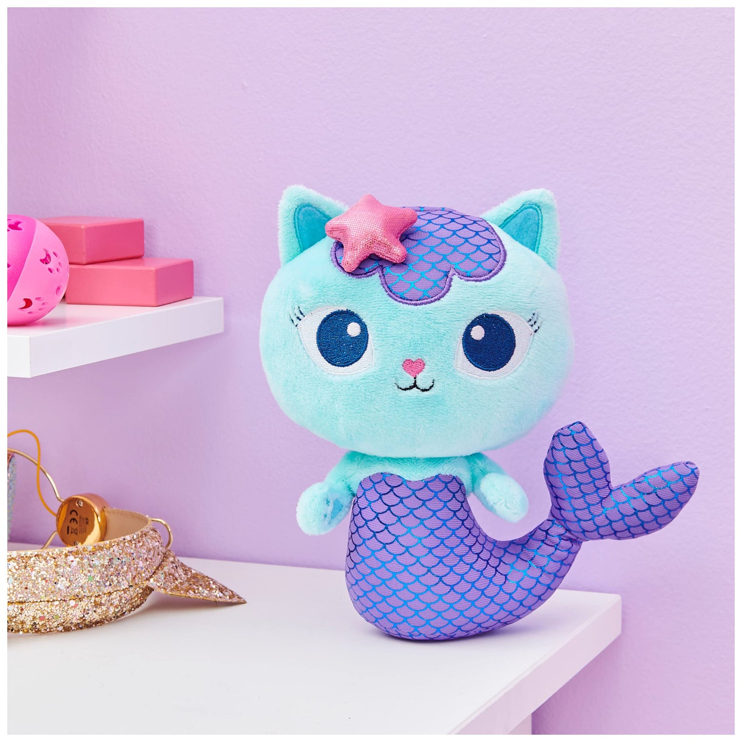 Gabby’s Dollhouse, 8-inch MerCat Purr-ific Plush Toy, Kids Toys for Ages 3 and up