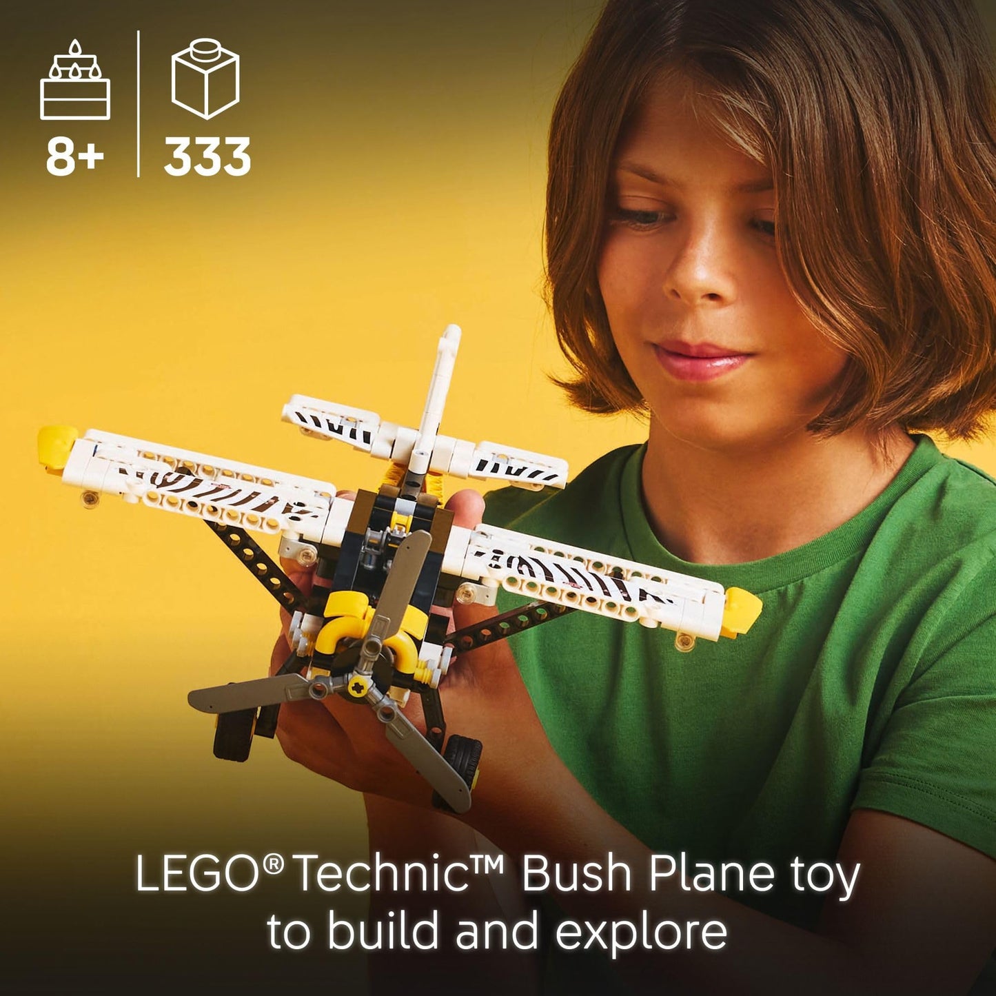 LEGO Technic Bush Plane Toy - Buildable Airplane Toy for Kids, Boys and Girls, Ages 8+ - Model Airplane Gift with Spinning Propeller, 4-Cylinder Piston Engine, and More - 42198