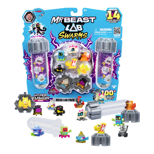 MRBEAST LAB Swarms Series 3 Hyper Fusion 14-Pack Micro Beasts with Stickers & Fusion Caps to Build Your Own Milk Bones