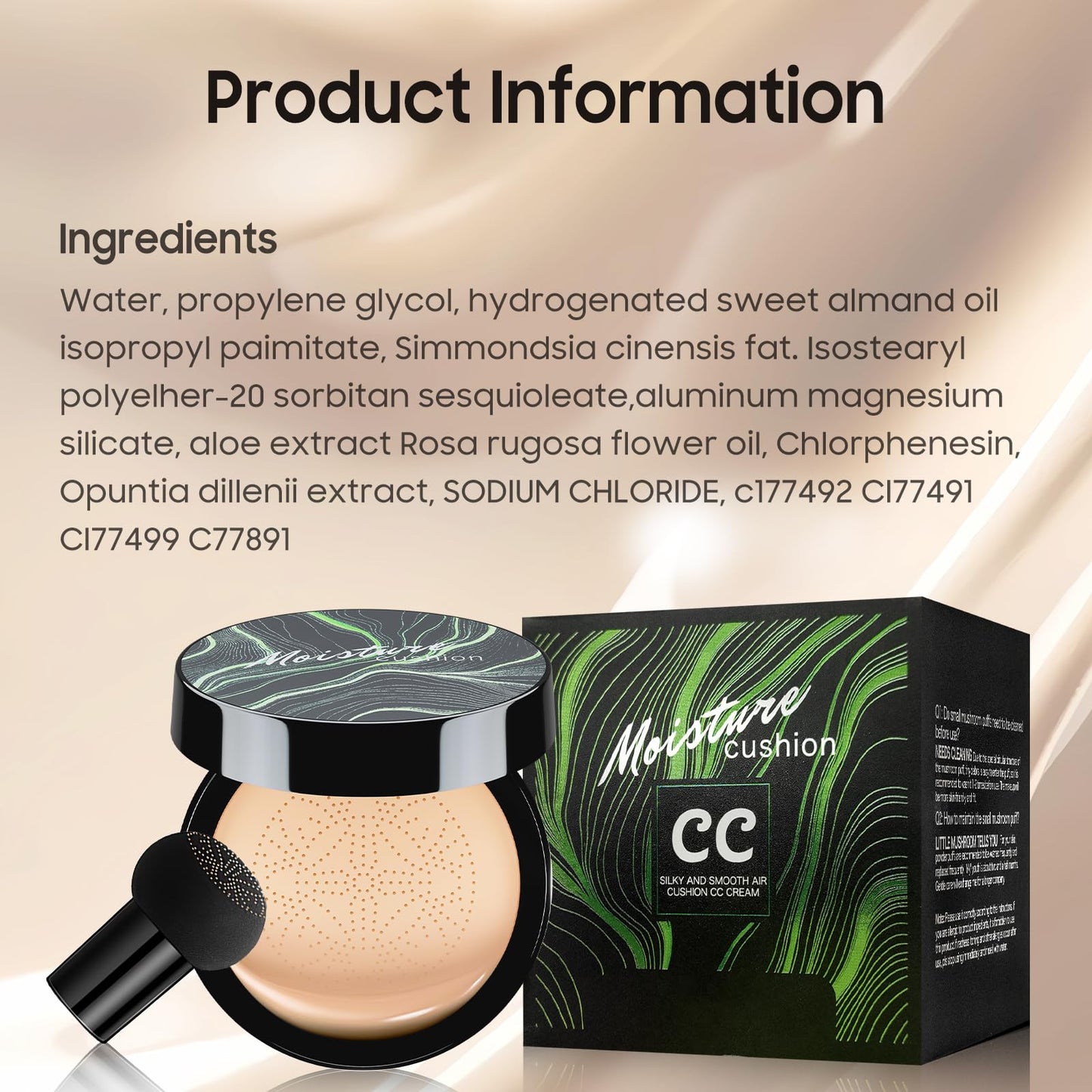 dfjdskl Air Cushion CC Cream - Mushroom Head BB, Long-Lasting Concealer & Brightener, Moisturizing Makeup for All Skin Types (Natural)