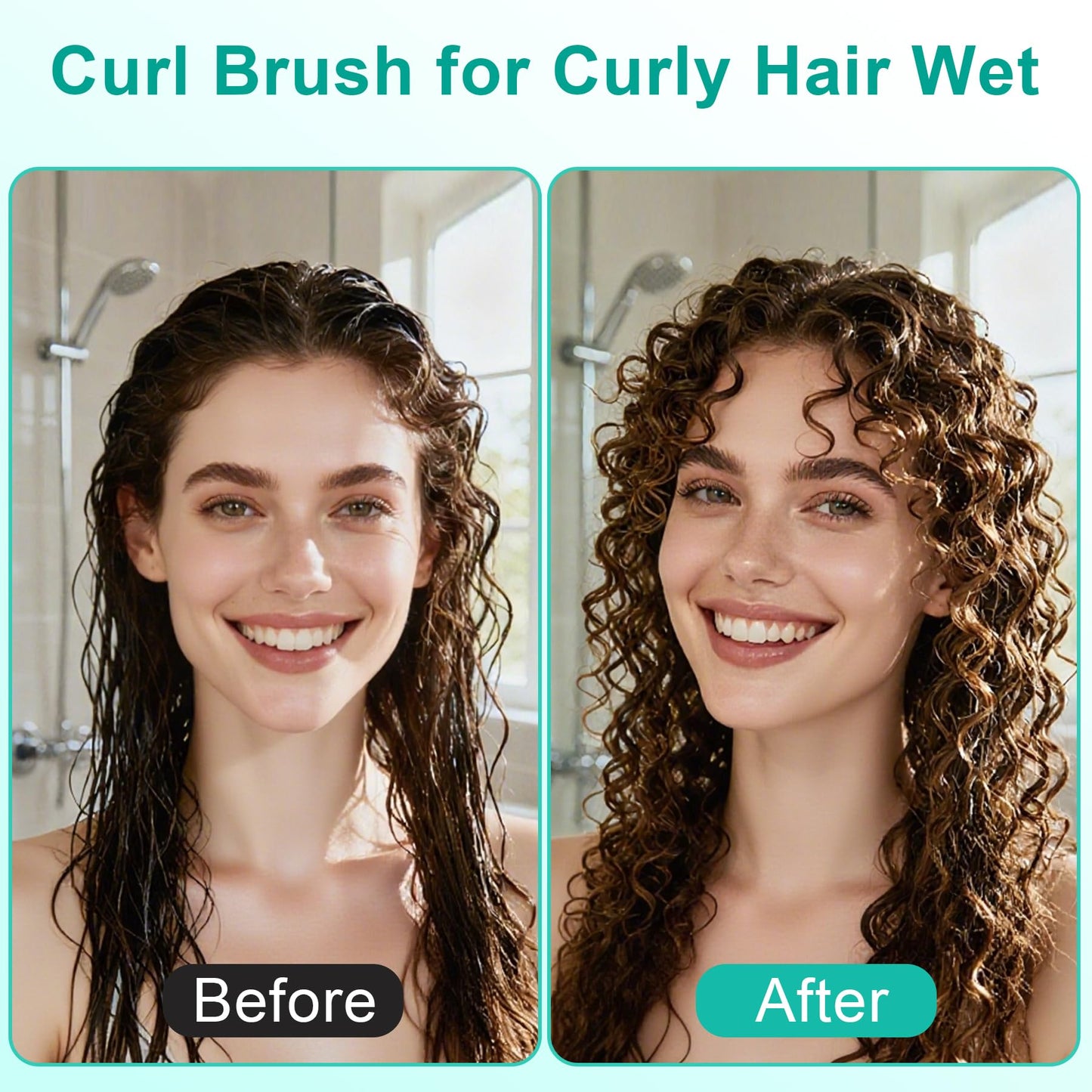 Curl Defining Brush for Curly Hair – Soft Boar Bristles & Wide Teeth for Detangling, Shaping & Defining Curls – For Wet & Dry Hair (Green)