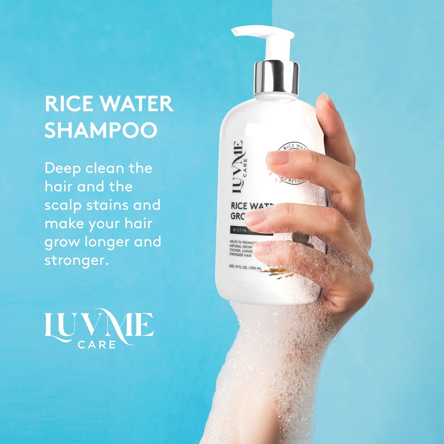 Rice Water Hair Growth Shampoo with Biotin - Hair Shampoo for Thinning Hair and Hair Loss, All Hair Types, Men and Women 10 Fl Oz