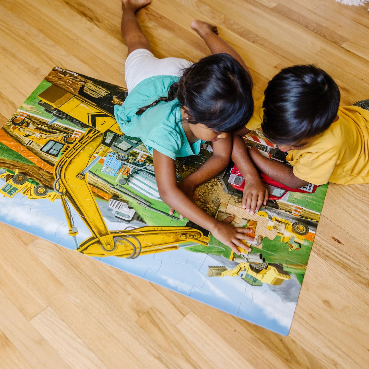 Melissa & Doug Building Site Floor Puzzle – 48-Piece Jumbo Jigsaw, Educational Screen-Free Activity for Toddlers & Kids 3+, 2x3 ft, FSC Certifie