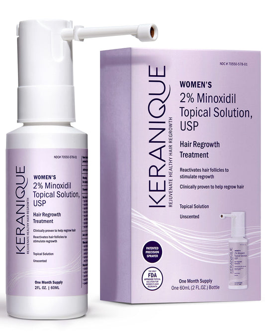 Keranique Hair Regrowth Treatment for Women with 2% Minoxidil - Promotes Thicker, Fuller Hair - Precision Spray for Hair Loss & Thinning, 2 Fl Oz